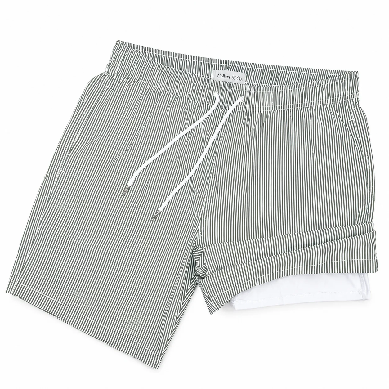 Riviera Swim Trunk Green Stripe