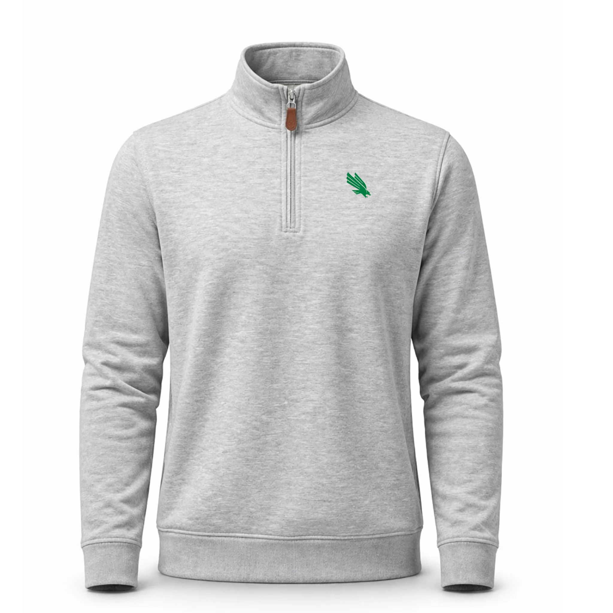 North Texas Heather Cloud Cotton Quarter Zip Pullover Light Grey