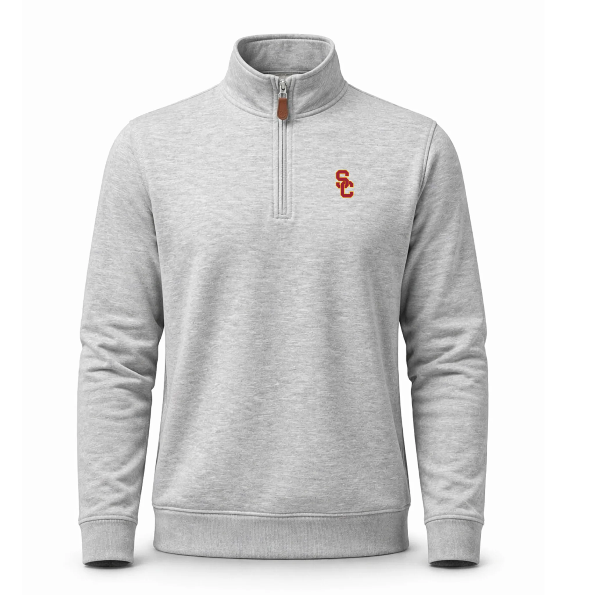 USC Heather Cloud Cotton Quarter Zip Pullover Light Grey