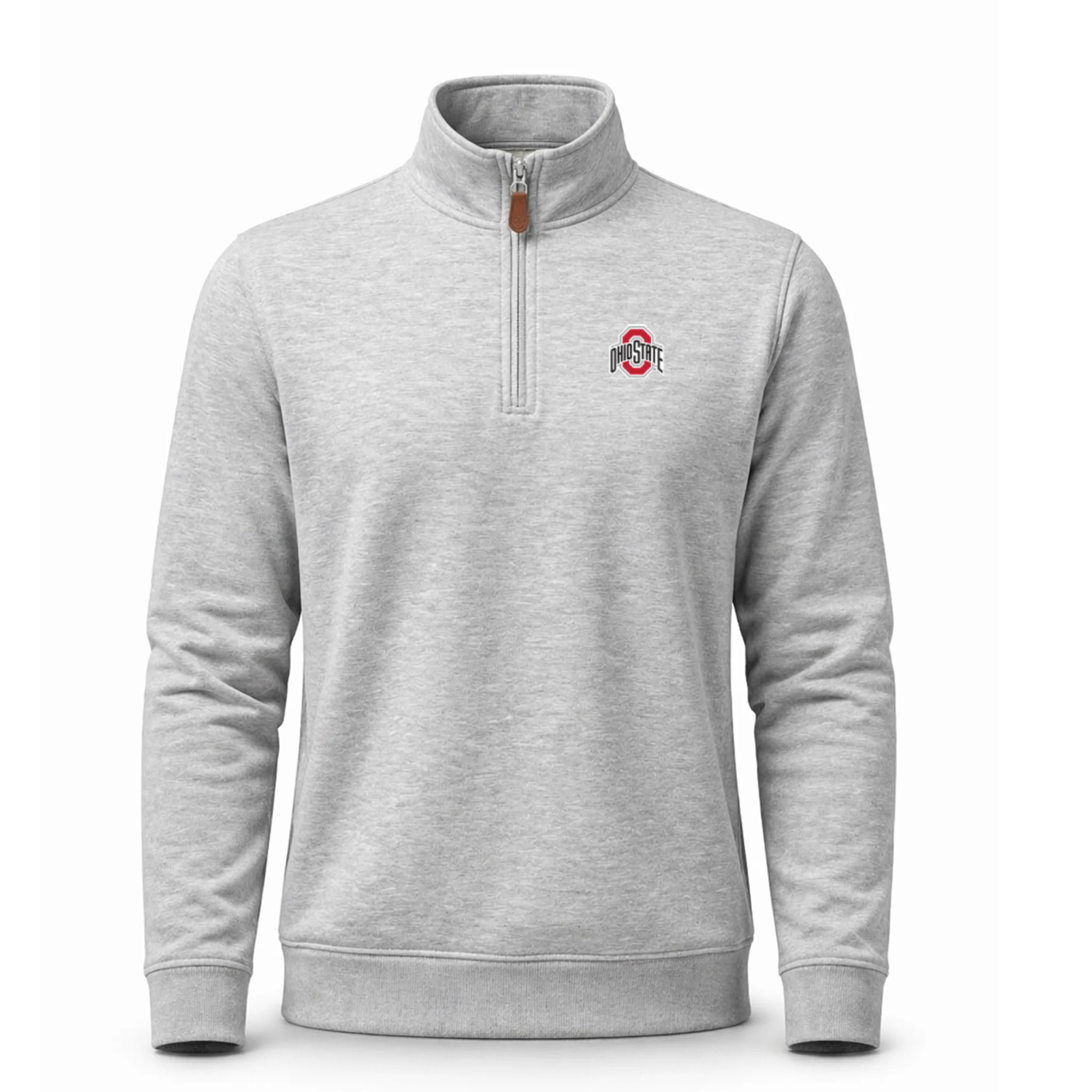 Ohio State Heather Cloud Cotton Quarter Zip Pullover Light Grey