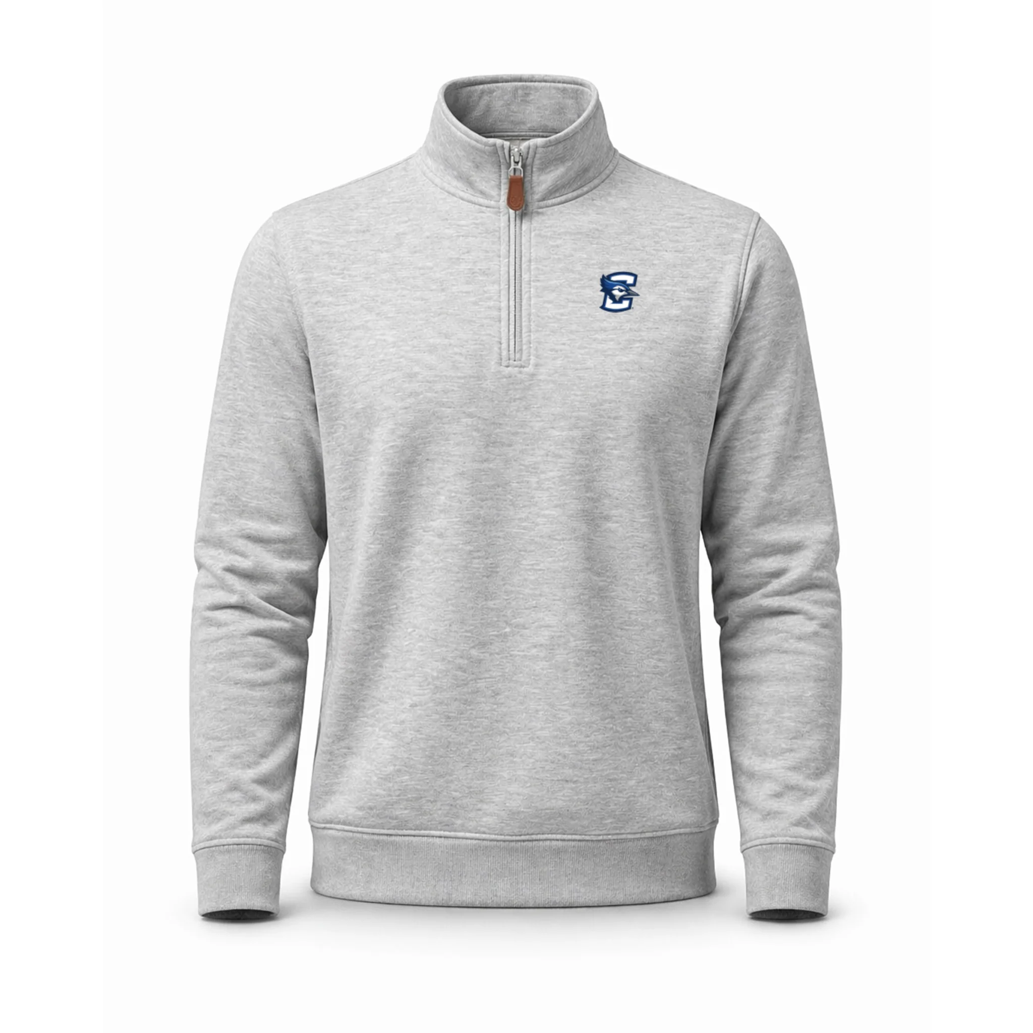 Creighton Heather Cloud Cotton Quarter Zip Pullover Light Grey