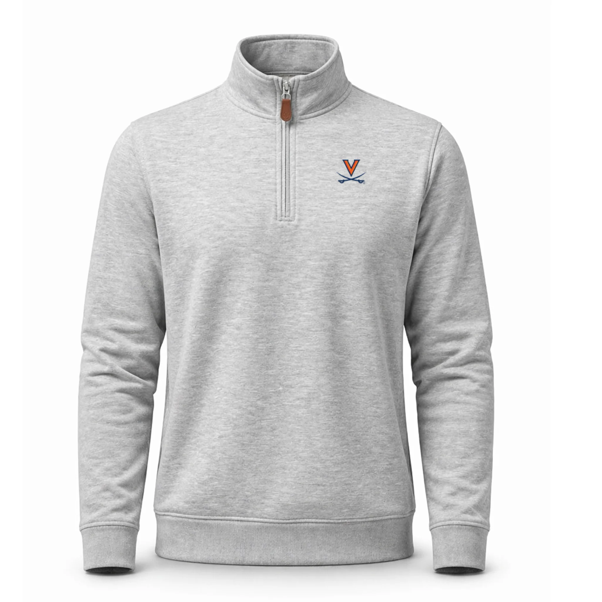Virginia Heather Cloud Cotton Quarter Zip Pullover Light Grey
