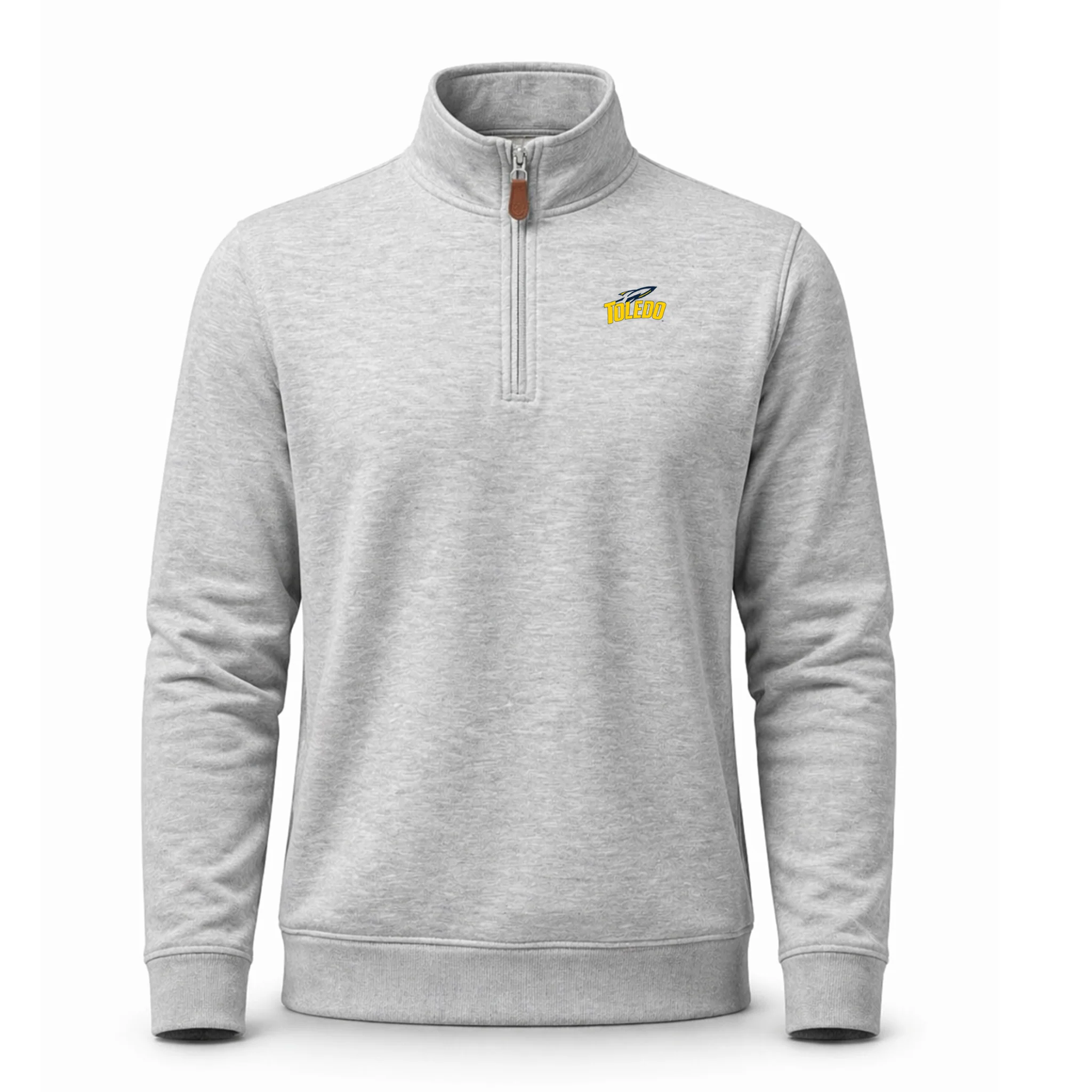 Toledo Heather Cloud Cotton Quarter Zip Pullover Light Grey