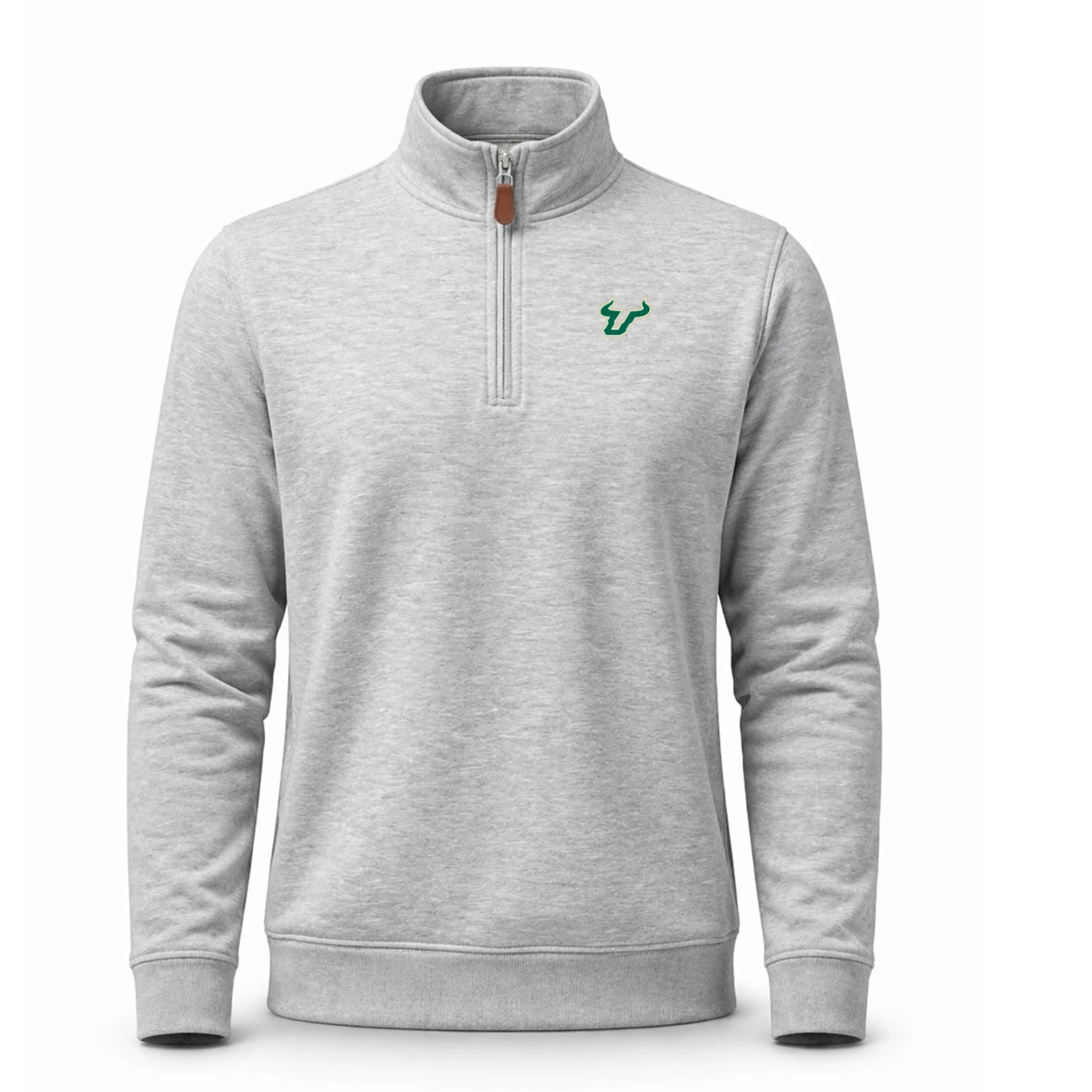 South Florida Heather Cloud Cotton Quarter Zip Pullover Light Grey