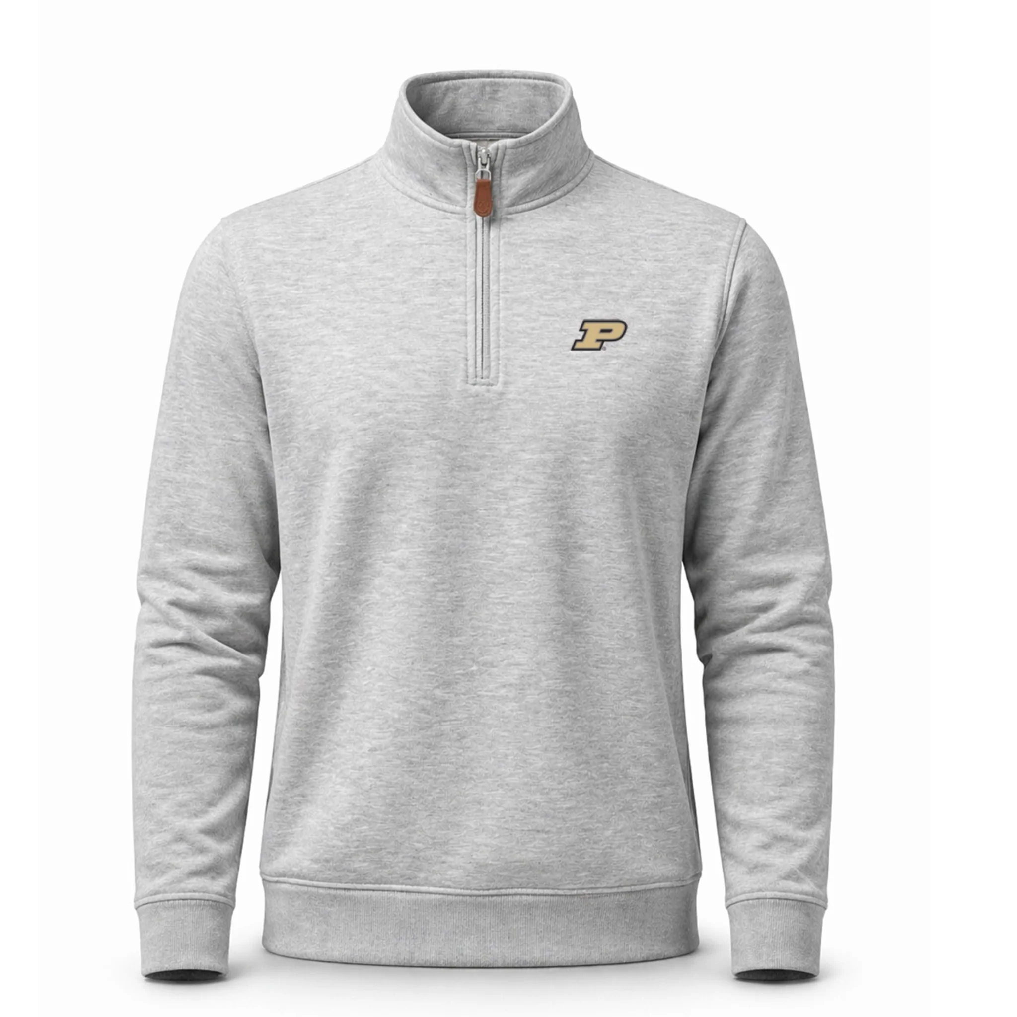 Purdue Heather Cloud Cotton Quarter Zip Pullover Light Grey