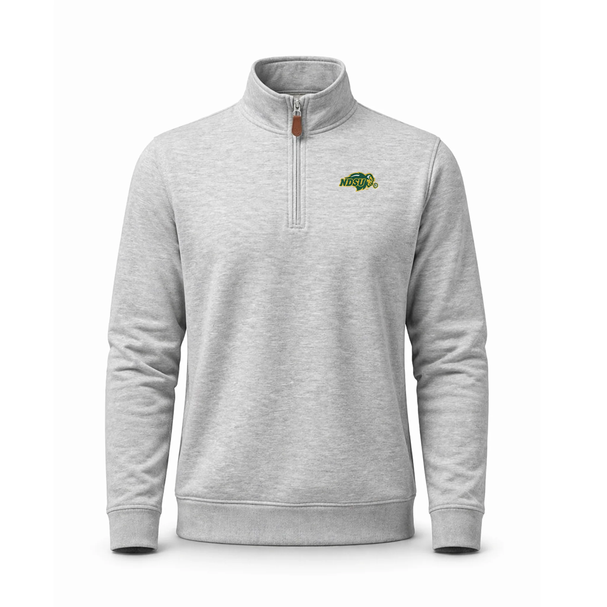 North Dakota State Heather Cloud Cotton Quarter Zip Pullover Light Grey