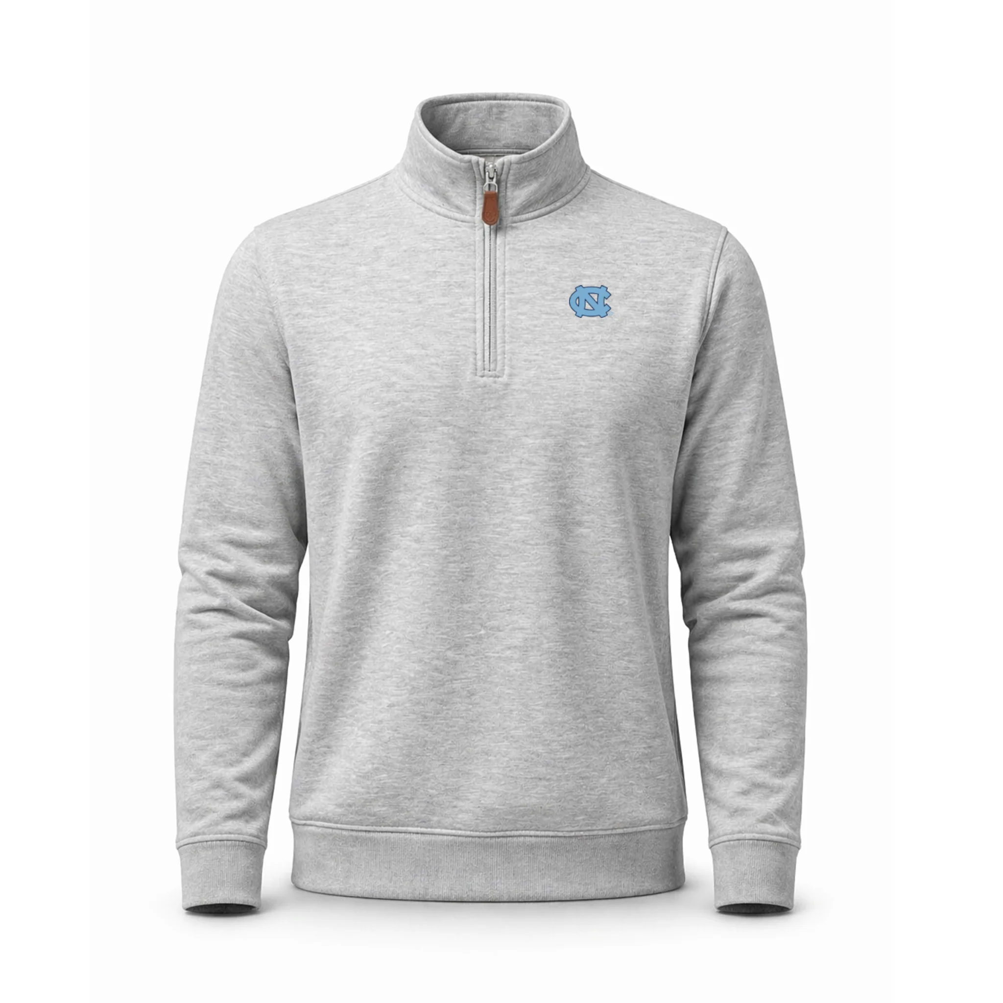 North Carolina Heather Cloud Cotton Quarter Zip Pullover Light Grey
