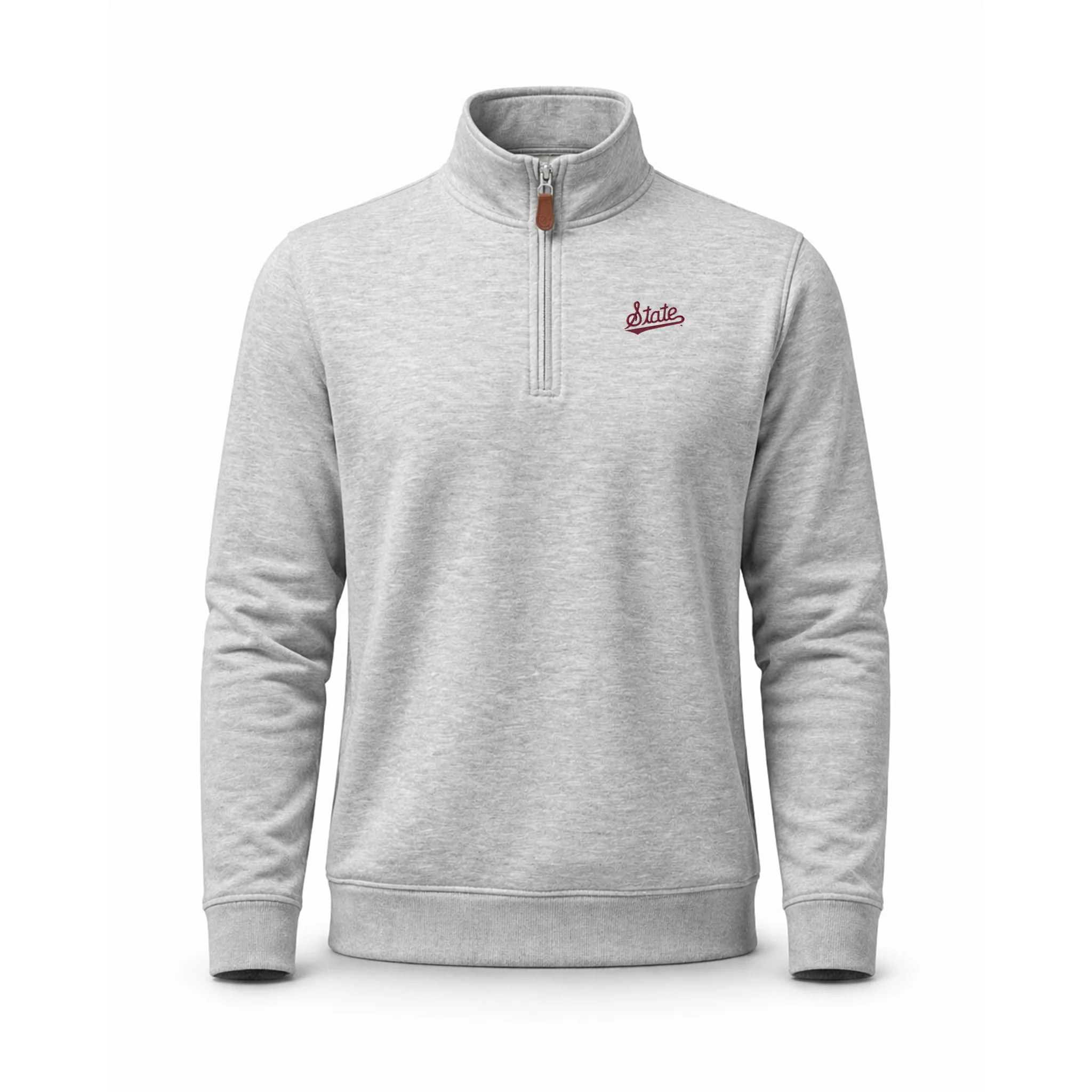 Mississippi State Heather Cloud Cotton Quarter Zip Pullover Light Grey