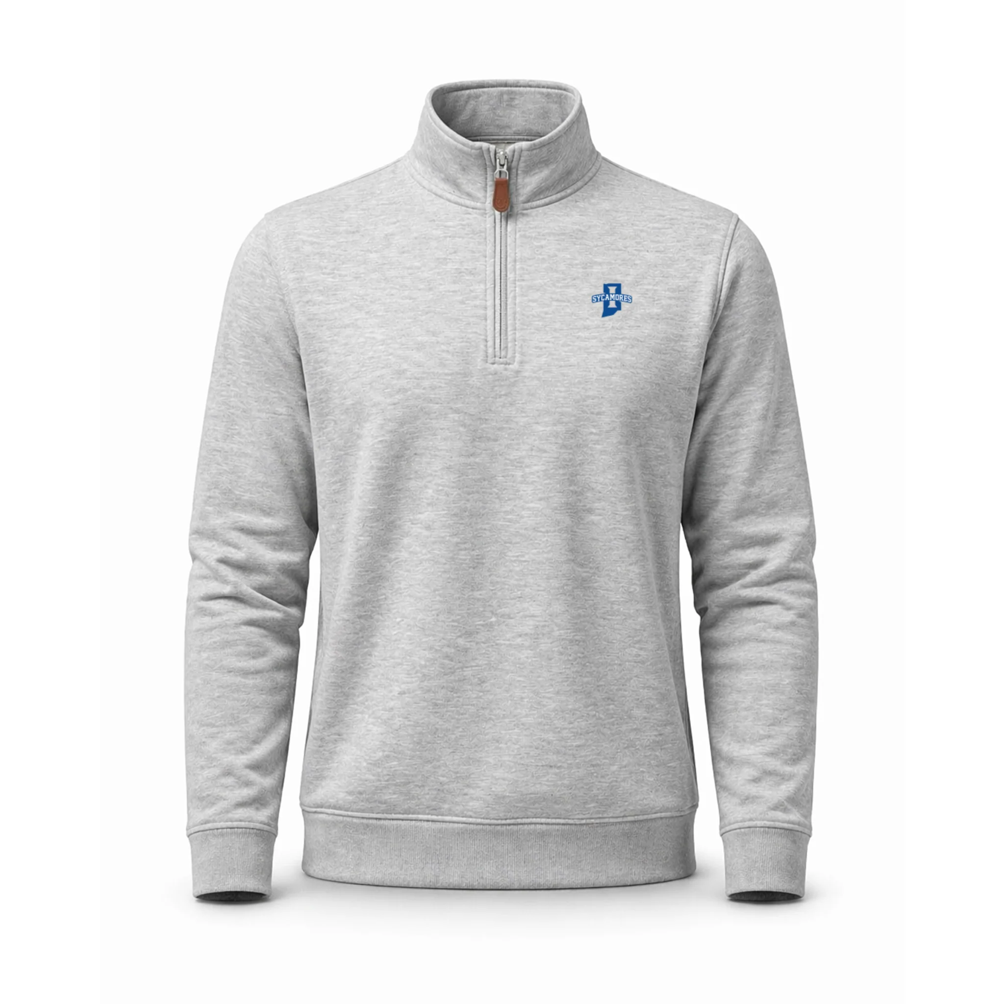 Indiana State Heather Cloud Cotton Quarter Zip Pullover Light Grey