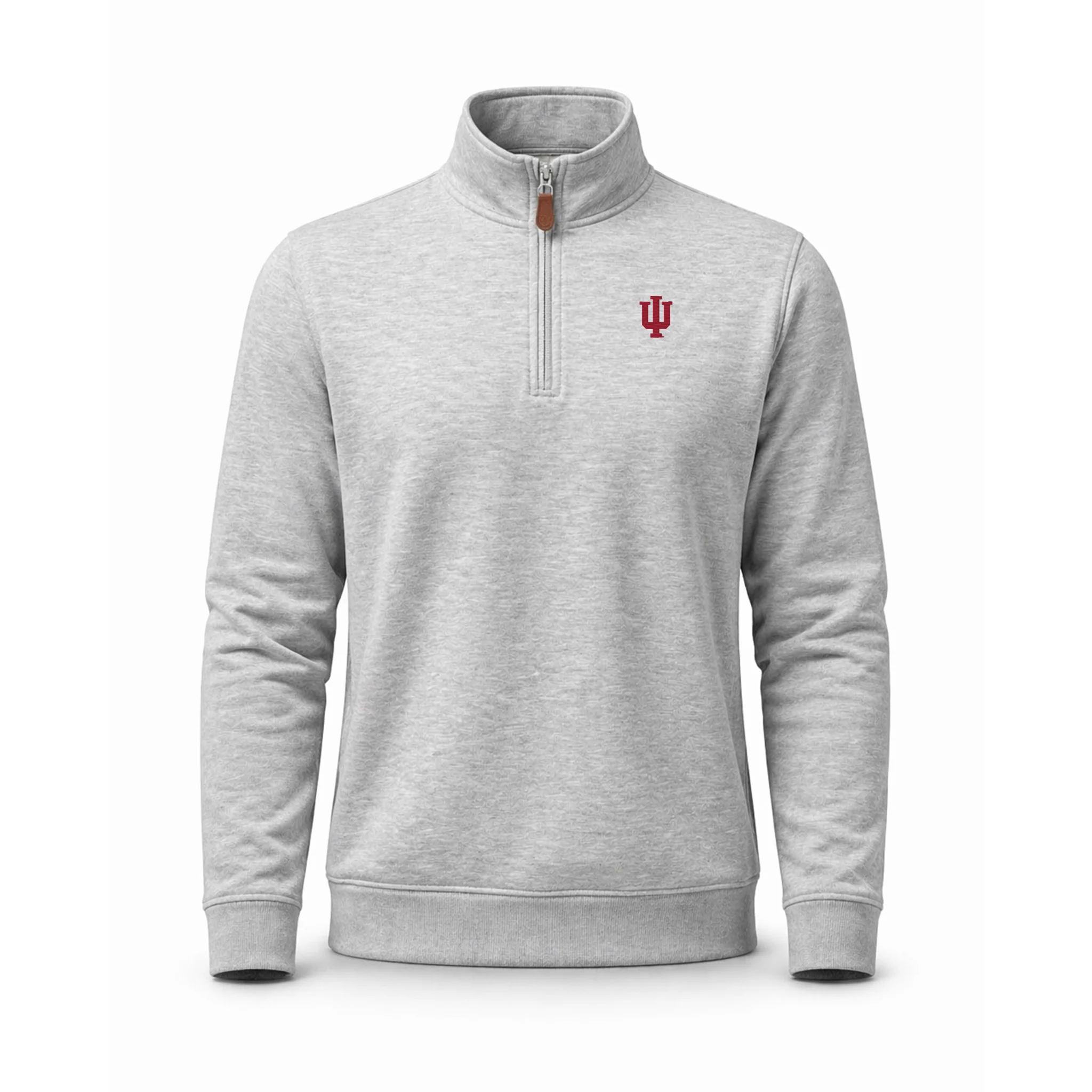 Indiana Heather Cloud Cotton Quarter Zip Pullover Light Grey