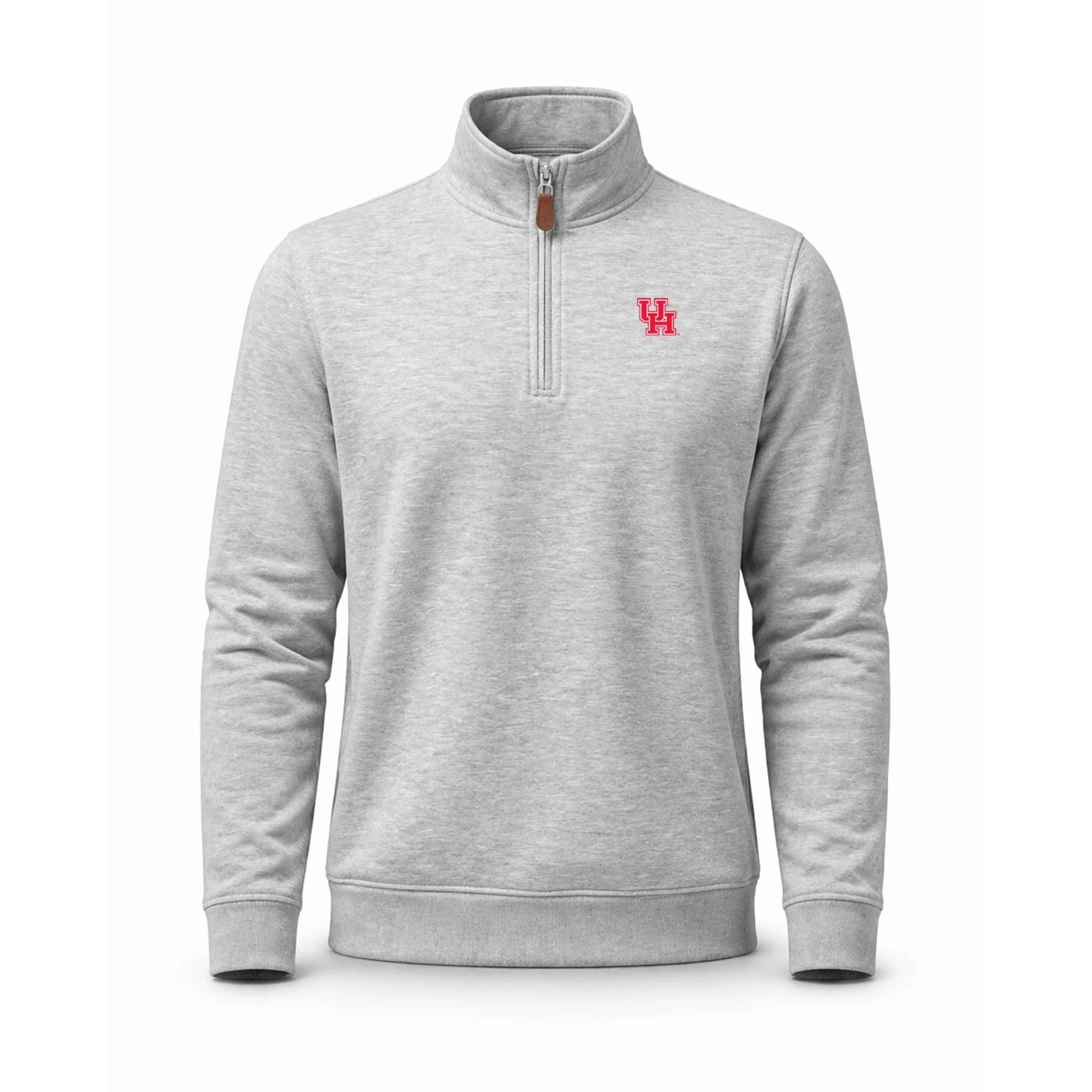 Houston Heather Cloud Cotton Quarter Zip Pullover Light Grey