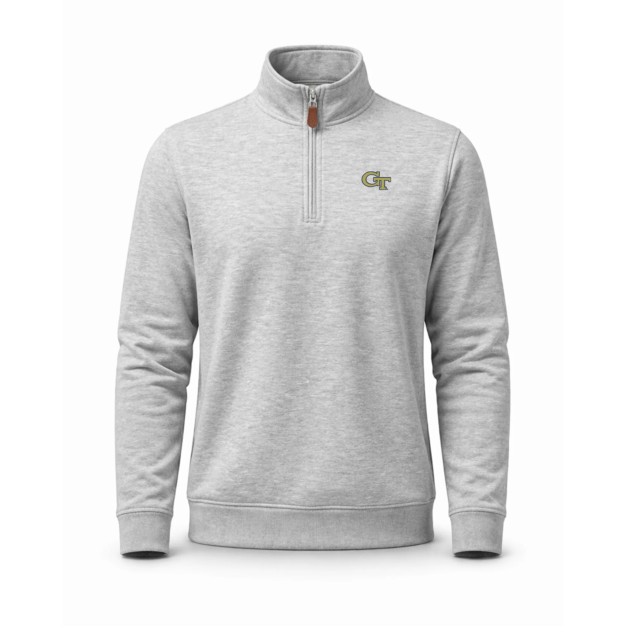 Georgia Tech Heather Cloud Cotton Quarter Zip Pullover Light Grey