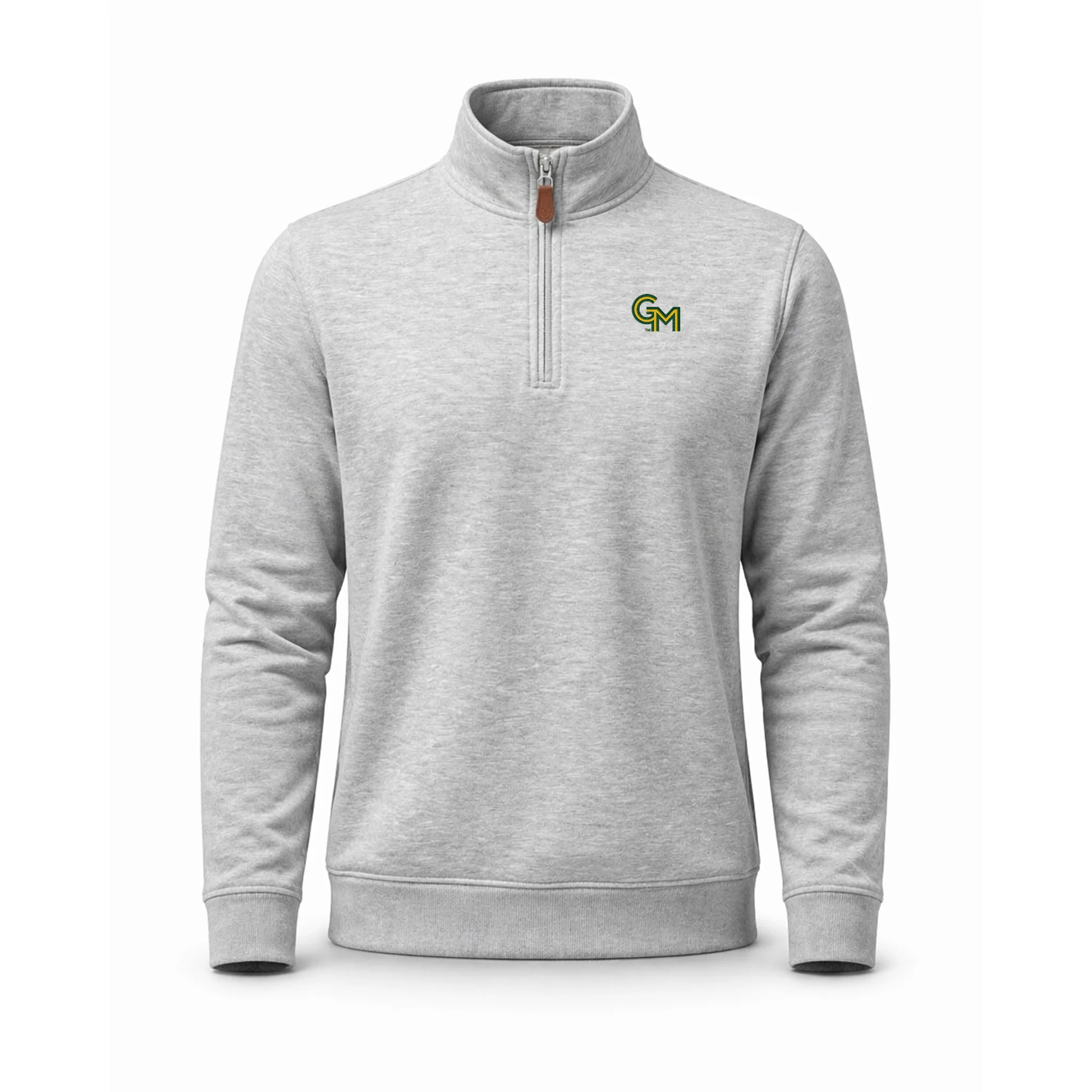 George Mason Heather Cloud Cotton Quarter Zip Pullover Light Grey