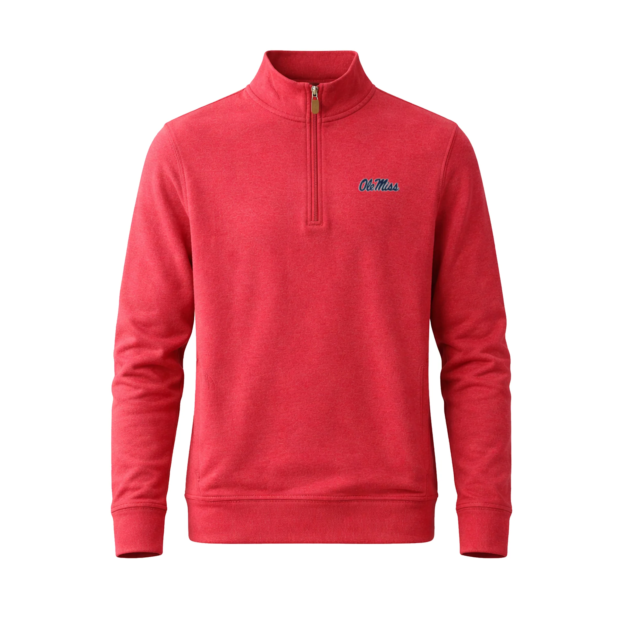 Ole Miss Cloud Cotton Quarter Zip Pullover Sunset Red