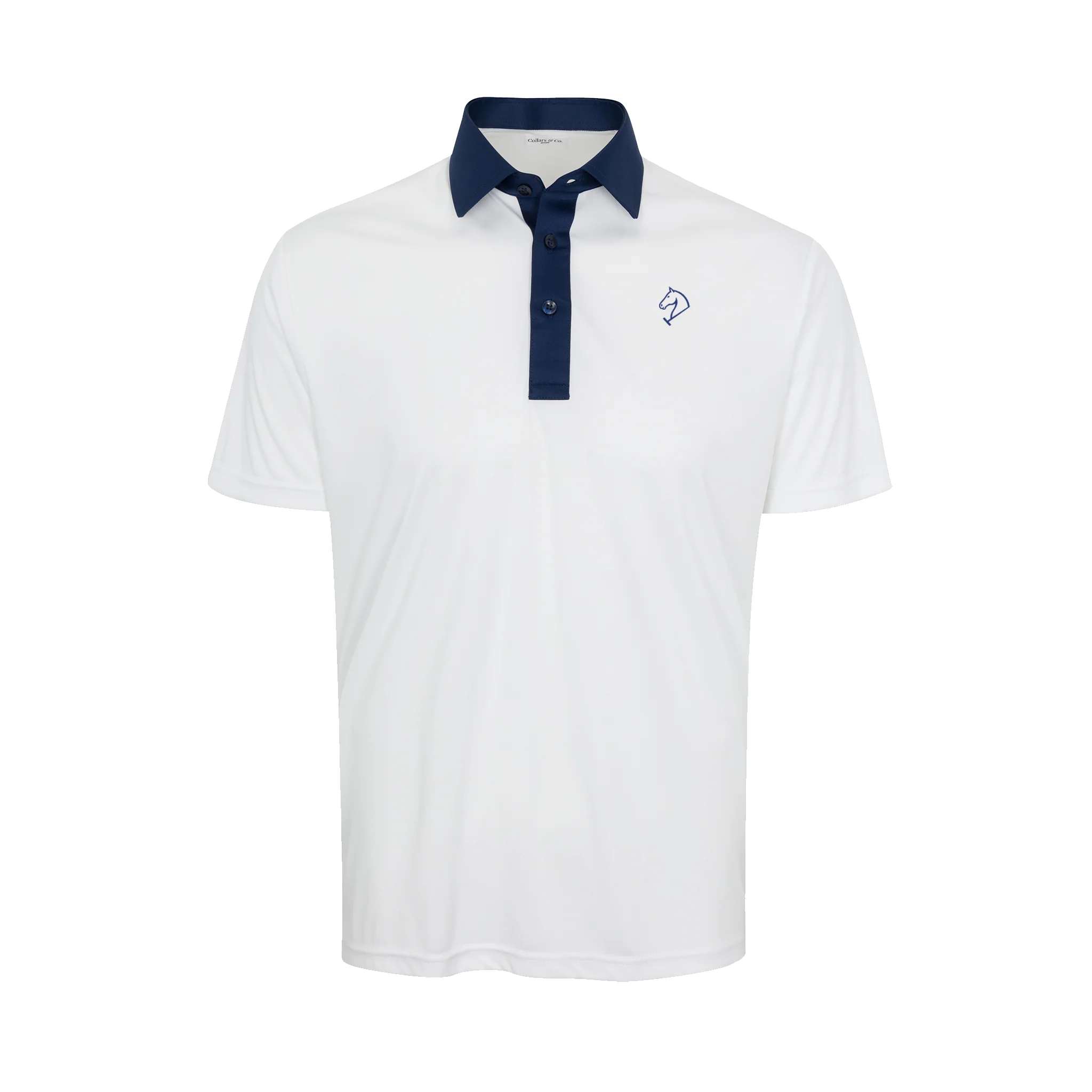 Greenwich Sound Polo Semi-Spread Collar Polo Austin White with Navy Accent