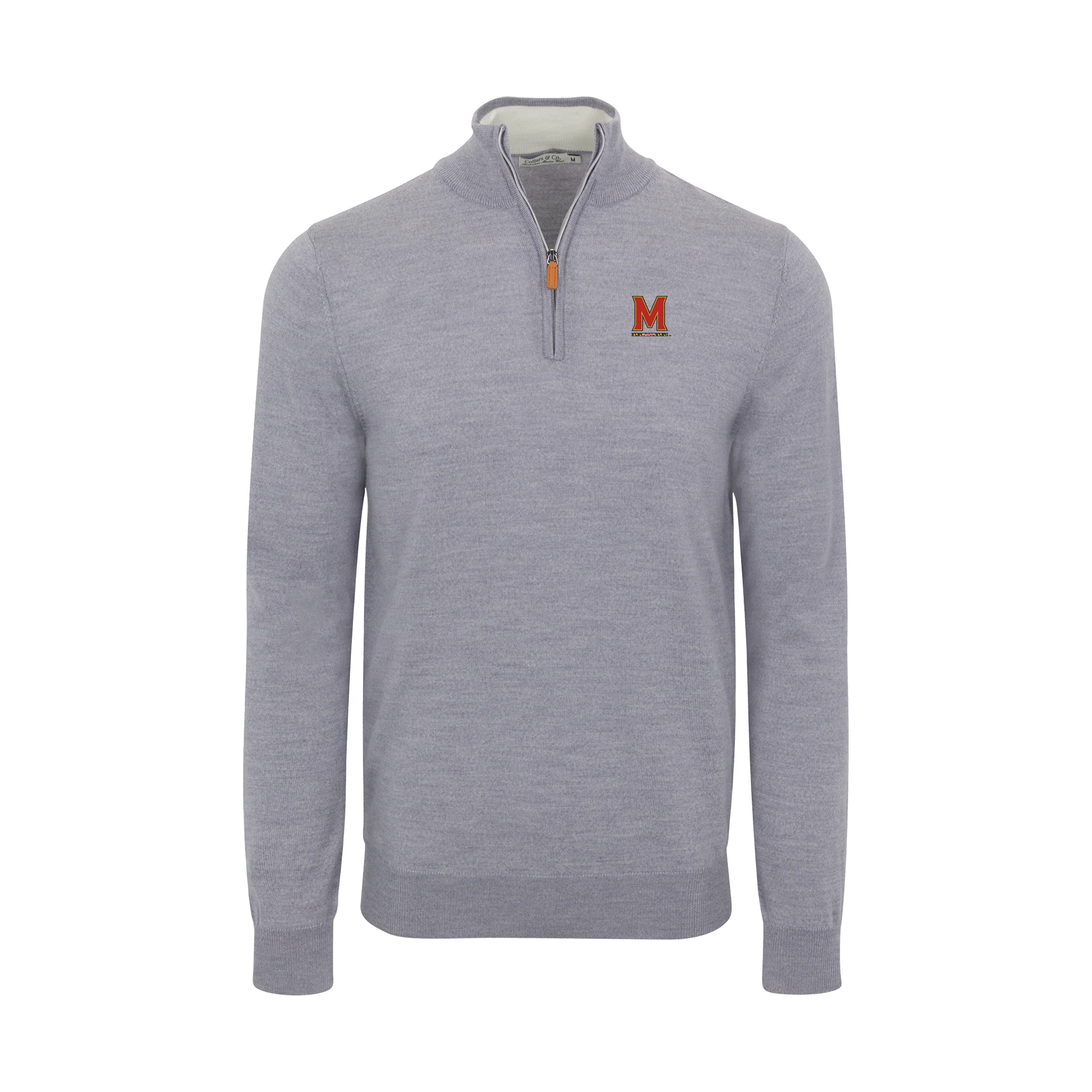 Maryland Grey Melange Cashmere Touch Australian Merino Quarter Zip Sweater