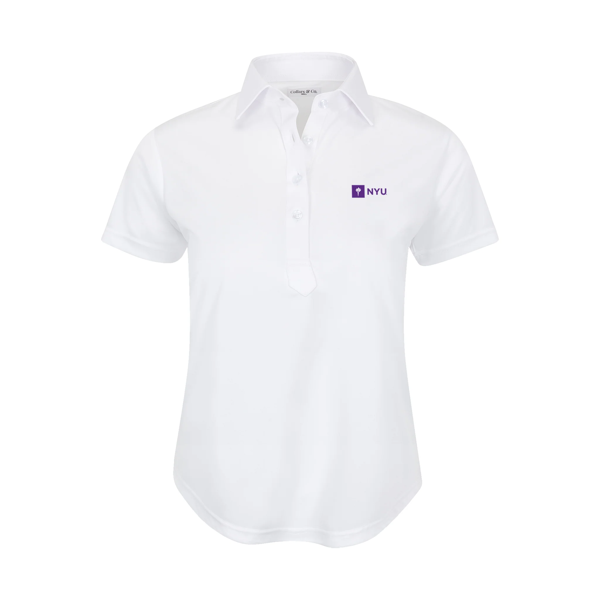 New York University Women's Cap Sleeve Semi Spread Polo White