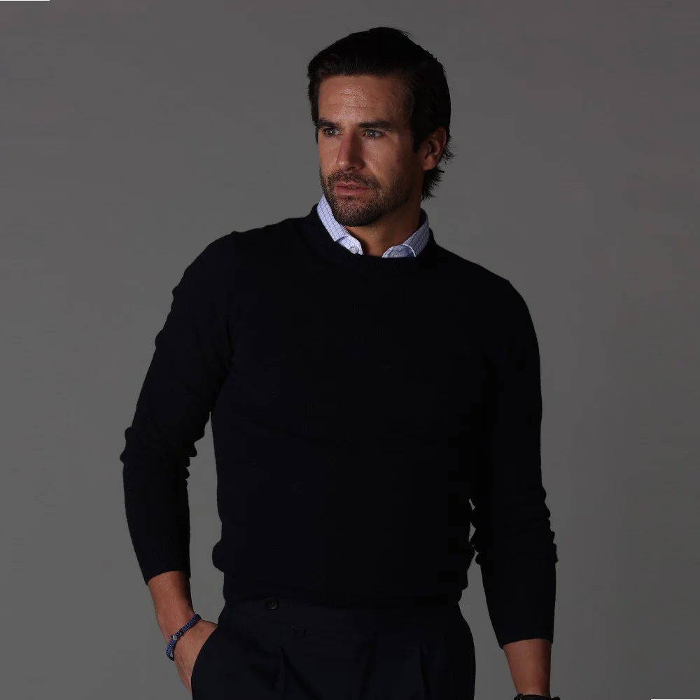 Semi-Spread Collar Polo Thin Blue Check Original