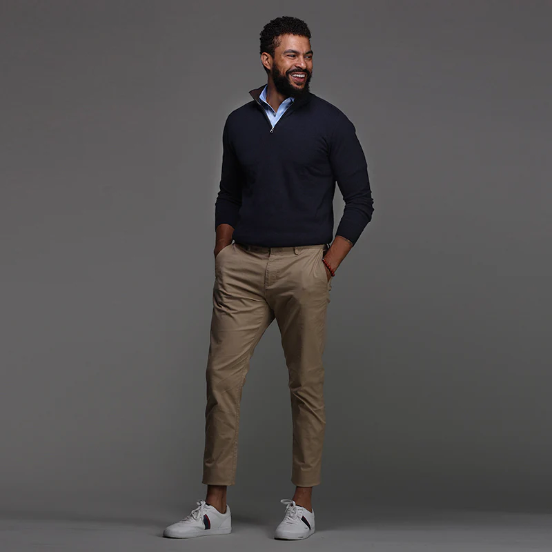 Semi-Spread Collar Polo Blue Houndstooth Original