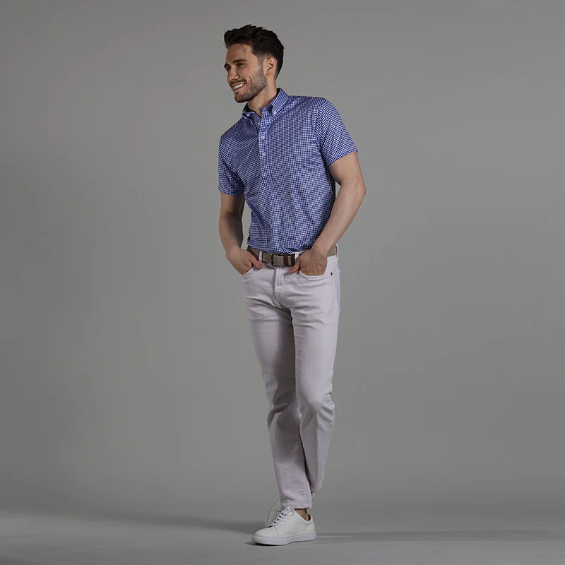 Oxford Button Down Collar Polo Blue Gingham Original