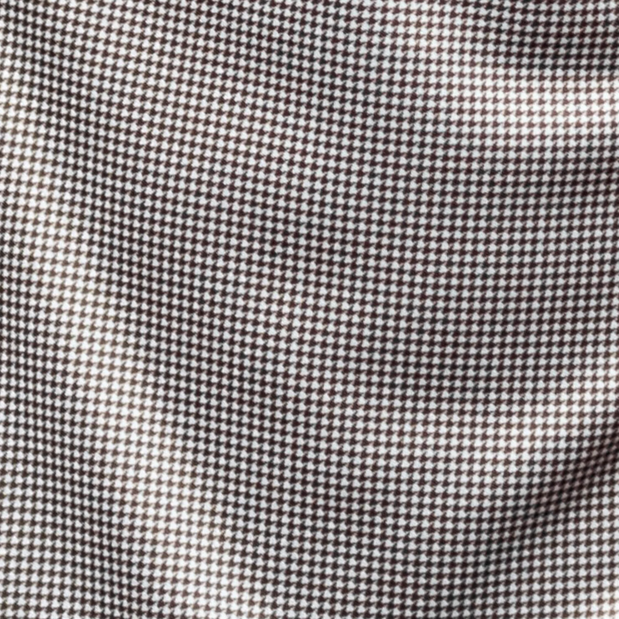 Quattro Flex Dress Shirt with Semi-Spread Collar Brown Houndstooth