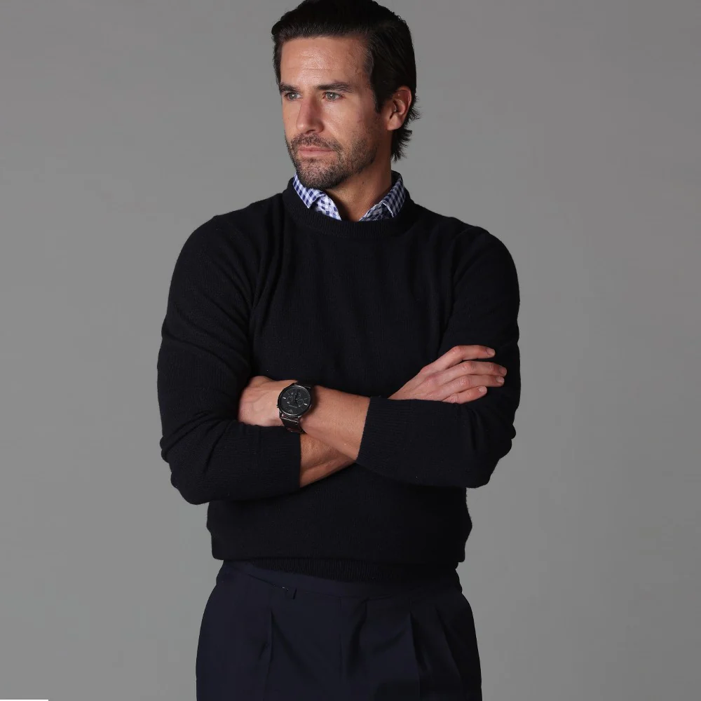 3761-semi-spread-collar-polo-navy-gingham-original-3.webp Semi-Spread Collar Polo Navy Gingham Original