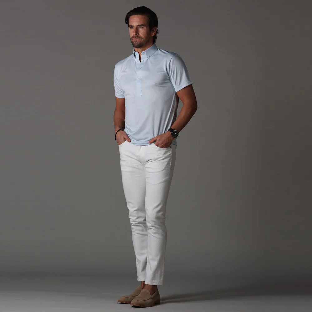 Oxford Button Down Collar Polo Light Blue