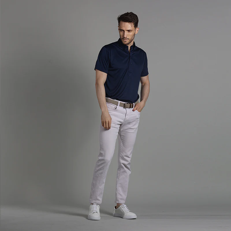 Oxford Button Down Collar Polo Navy Blue
