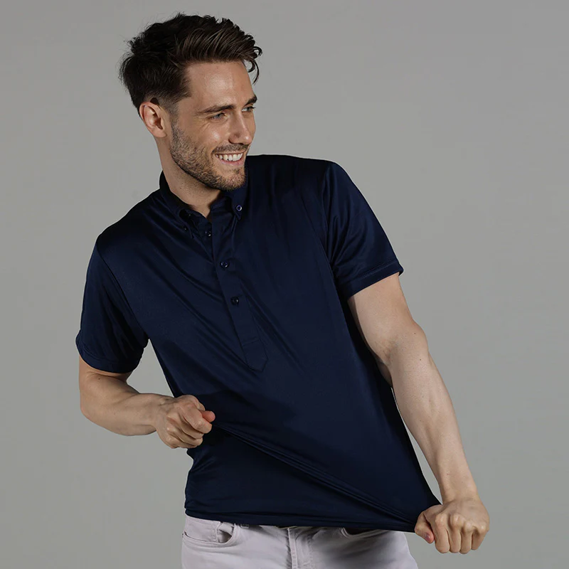 Oxford Button Down Collar Polo Navy Blue