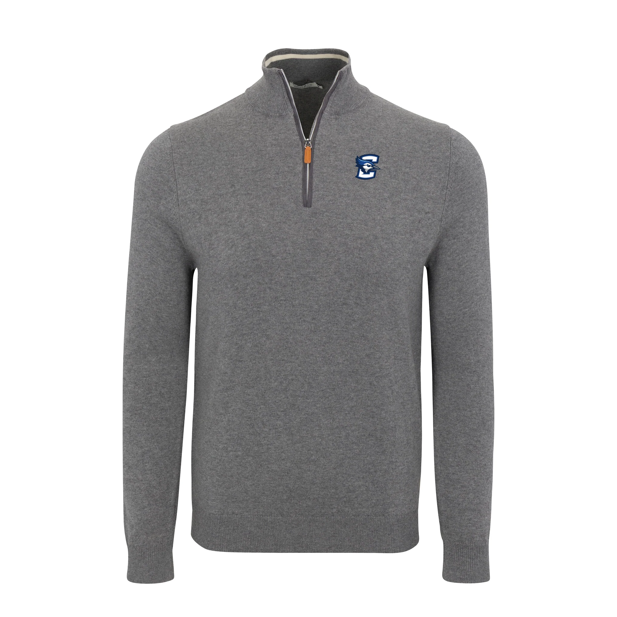 Creighton Grey with Grey Trim Luxury Touch Cotton and Cashmere Quarter Zip Sweater
