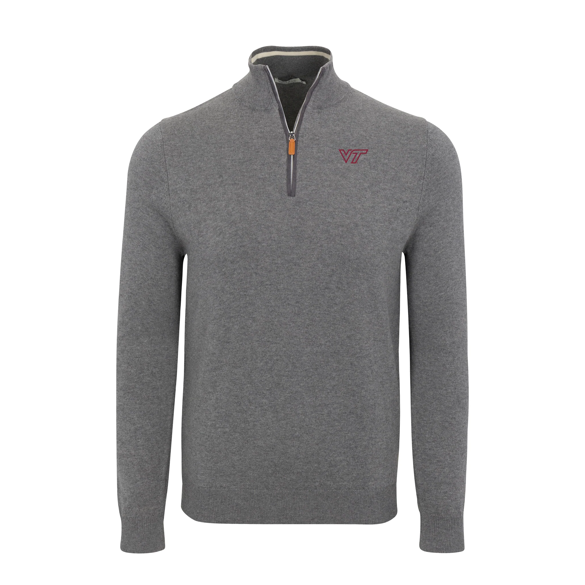 5400-virginia-tech-grey-with-grey-trim-luxury-touch-cotton-and-cashmere-quarter-zip-sweater-1.webp Virginia Tech Grey with Grey Trim Luxury Touch Cotton and Cashmere Quarter Zip Sweater