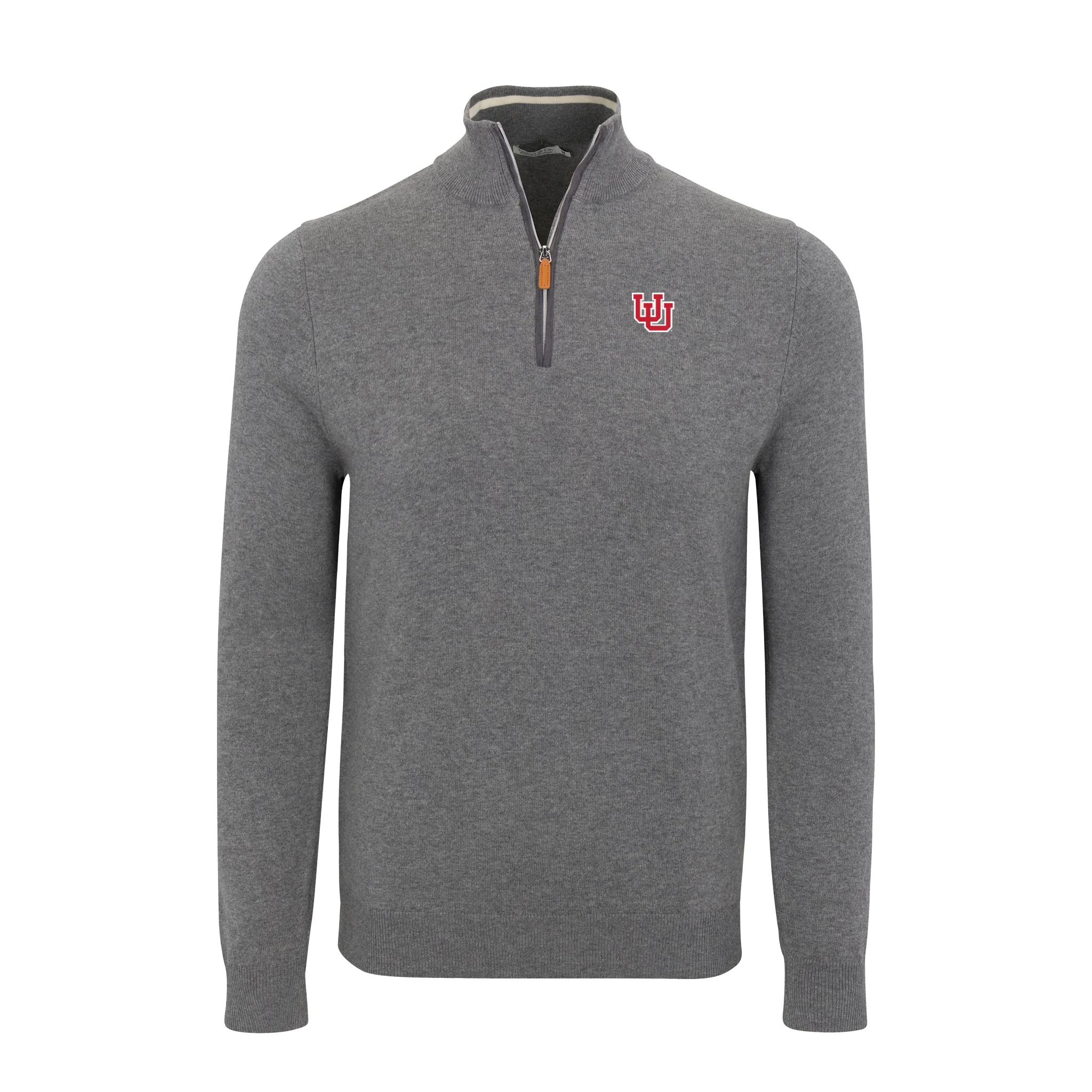 5412-utah-grey-with-grey-trim-luxury-touch-cotton-and-cashmere-quarter-zip-sweater-1.webp Utah Grey with Grey Trim Luxury Touch Cotton and Cashmere Quarter Zip Sweater