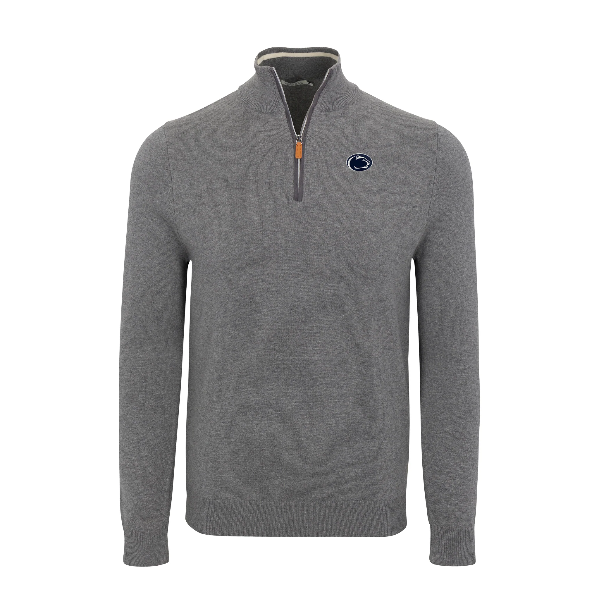 5430-penn-state-grey-with-grey-trim-luxury-touch-cotton-and-cashmere-quarter-zip-sweater-1.webp Penn State Grey with Grey Trim Luxury Touch Cotton and Cashmere Quarter Zip Sweater