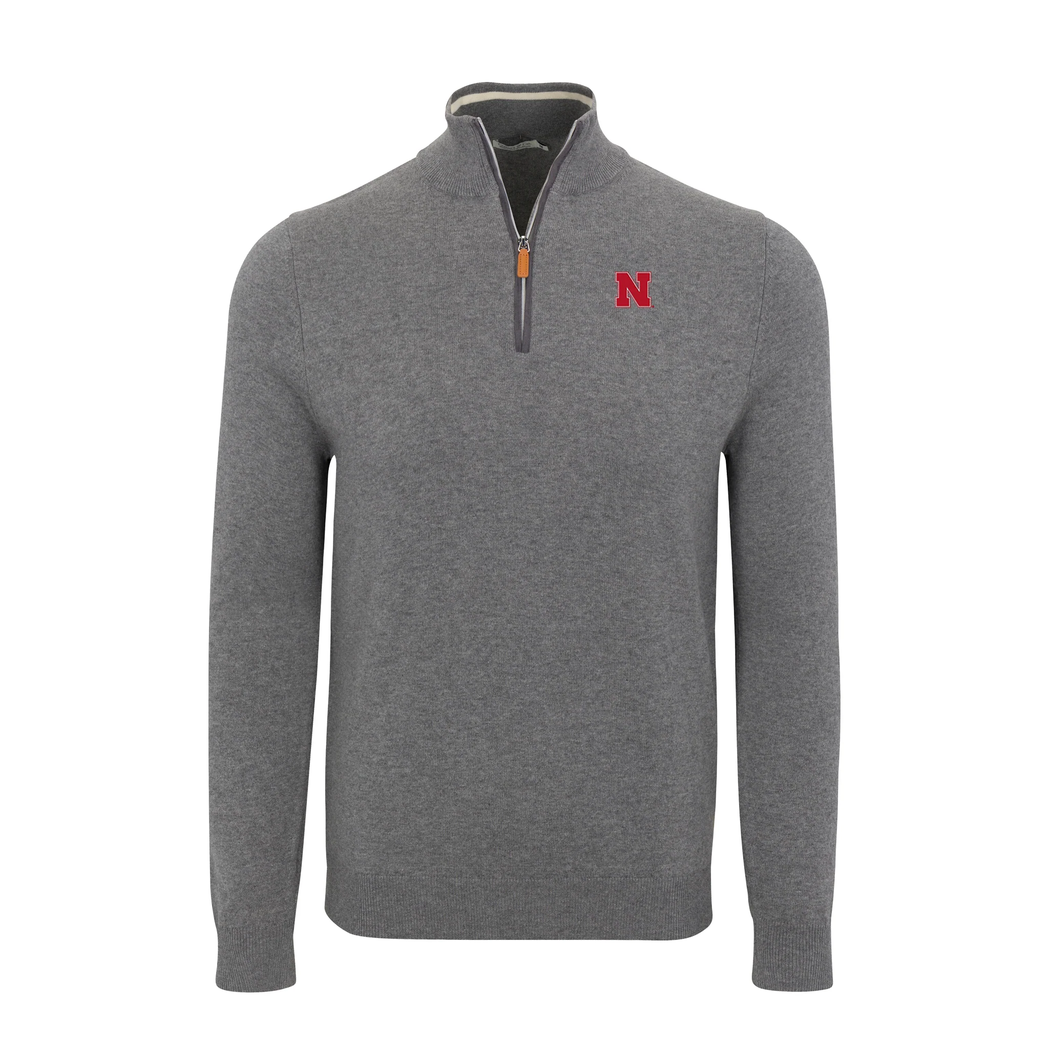 5460-nebraska-grey-with-grey-trim-luxury-touch-cotton-and-cashmere-quarter-zip-sweater-1.webp Nebraska Grey with Grey Trim Luxury Touch Cotton and Cashmere Quarter Zip Sweater