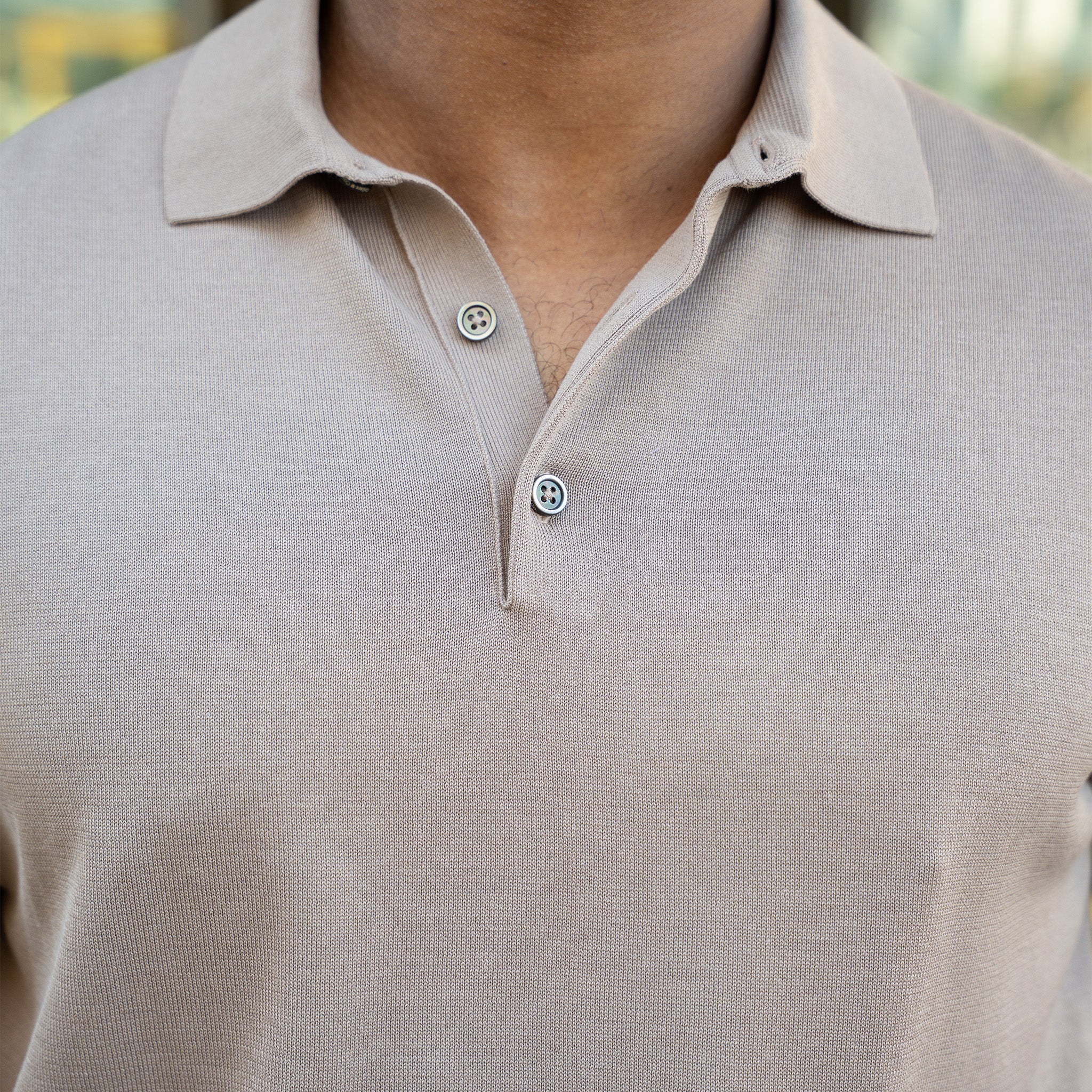 547-maranello-mid-weight-cotton-silk-polo-taupe-3-button-5.jpg Maranello Mid-Weight Cotton & Silk Polo Taupe - 3-Button