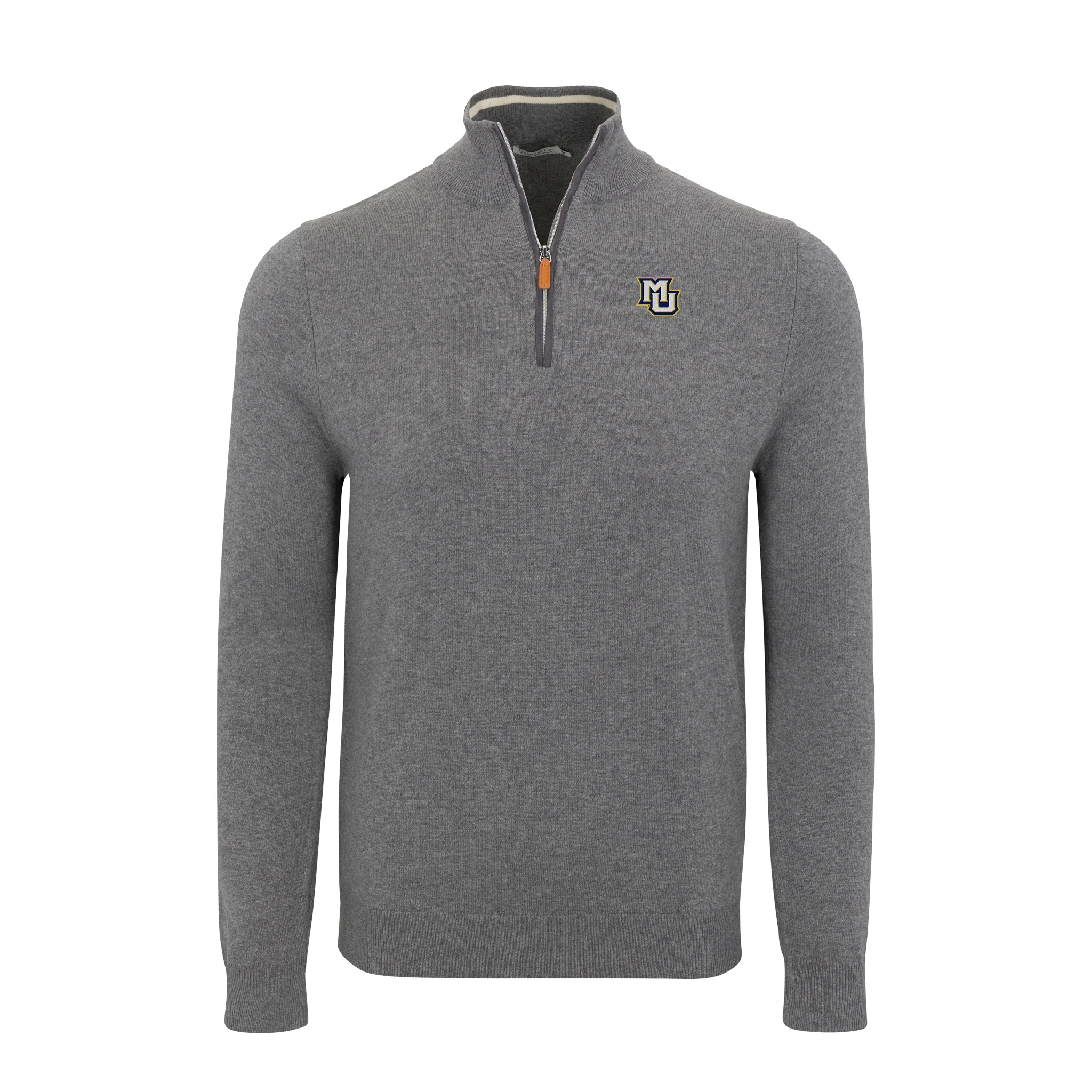 Marquette Grey with Grey Trim Luxury Touch Cotton and Cashmere Quarter Zip Sweater
