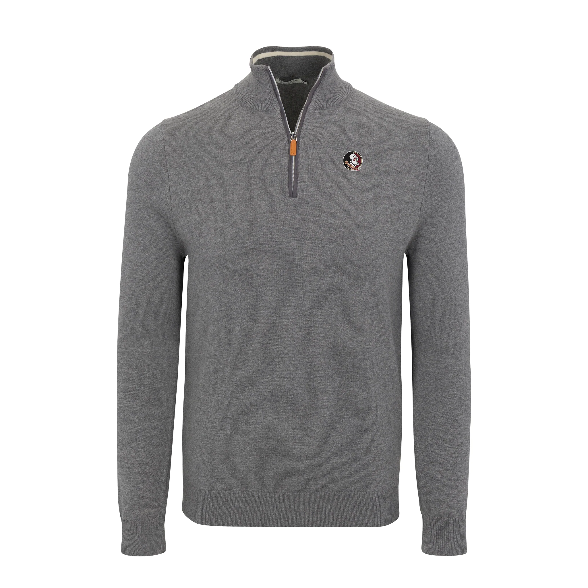 5574-florida-state-grey-with-grey-trim-luxury-touch-cotton-and-cashmere-quarter-zip-sweater-1.webp Florida State Grey with Grey Trim Luxury Touch Cotton and Cashmere Quarter Zip Sweater