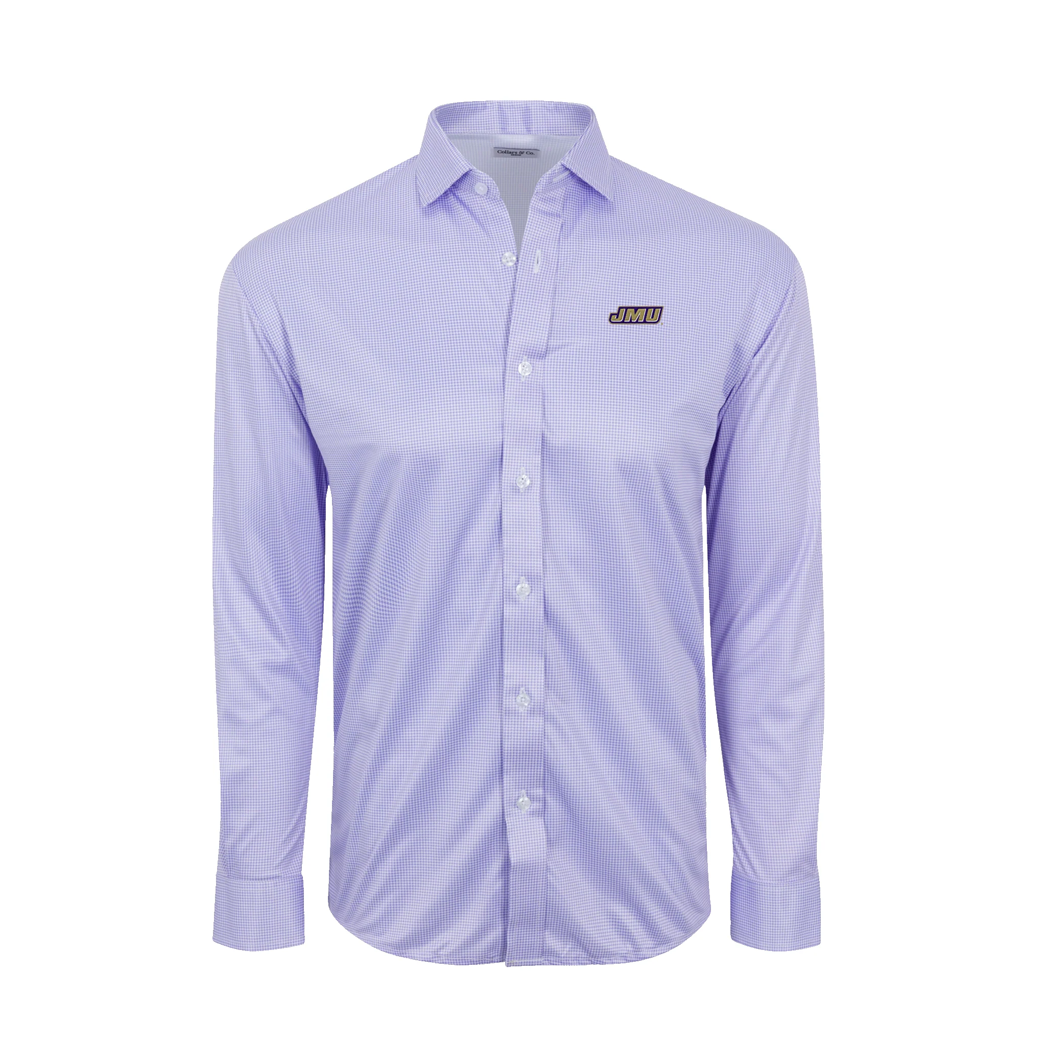 James Madison Quattro Flex Dress Shirt with Semi-Spread Collar Lavender Houndstooth
