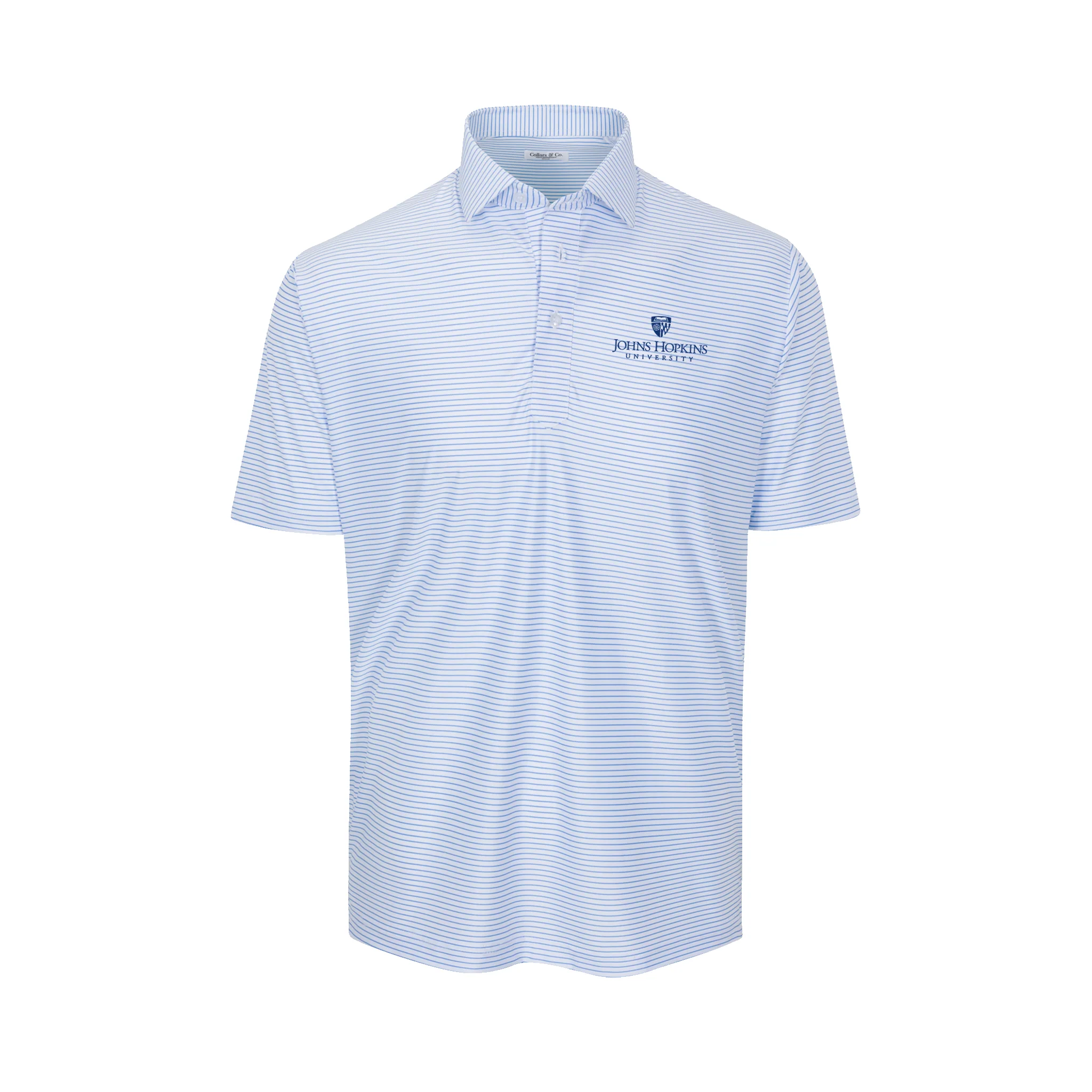 5960-johns-hopkins-featherweight-flex-polo-camden-white-with-blue-stripe-1.webp Johns Hopkins Featherweight Flex Polo Camden White with Blue Stripe