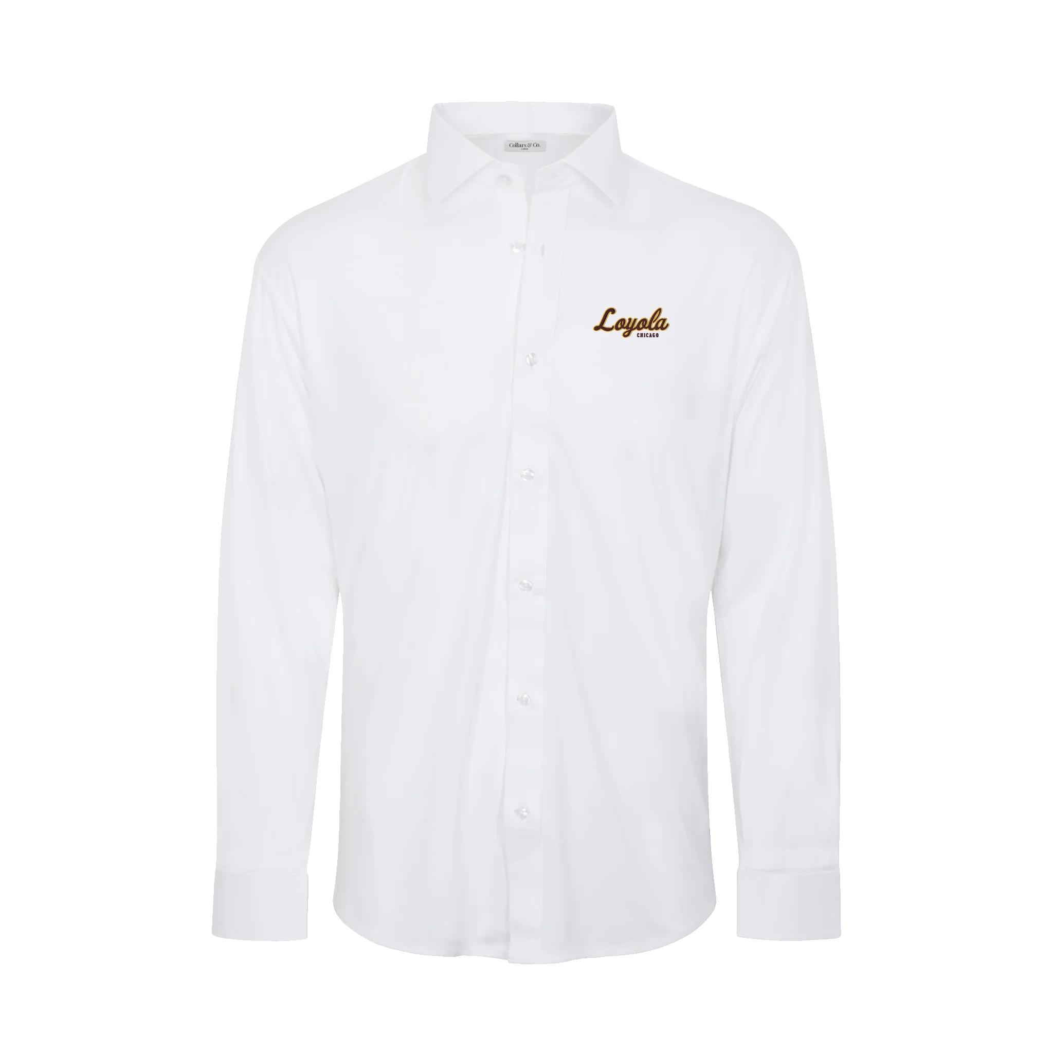 6014-loyola-chicago-quattro-flex-dress-shirt-with-semi-spread-collar-white-1.webp Loyola Chicago Quattro Flex Dress Shirt with Semi-Spread Collar White