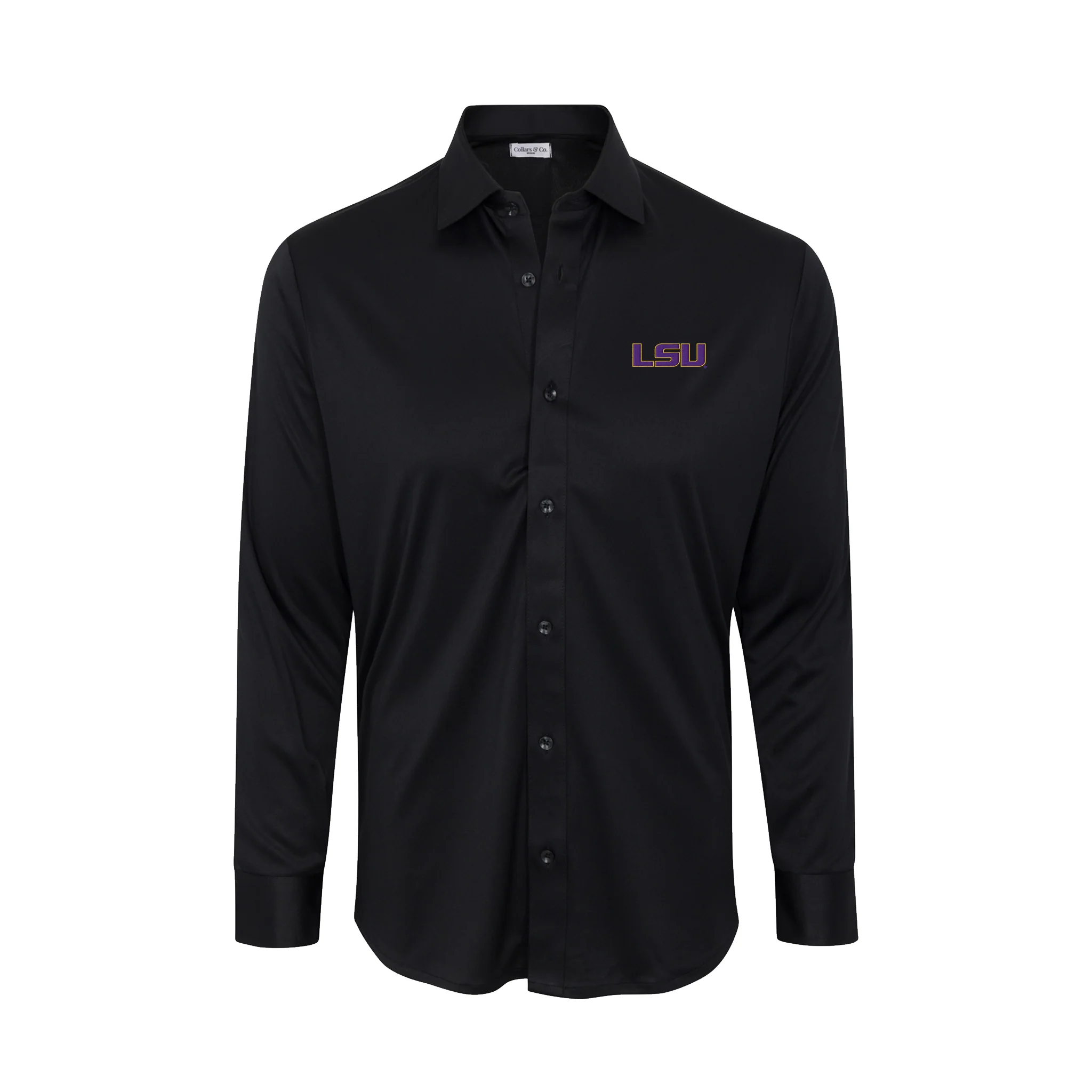 6057-lsu-quattro-flex-dress-shirt-with-semi-spread-collar-black-1.webp LSU Quattro Flex Dress Shirt with Semi-Spread Collar Black