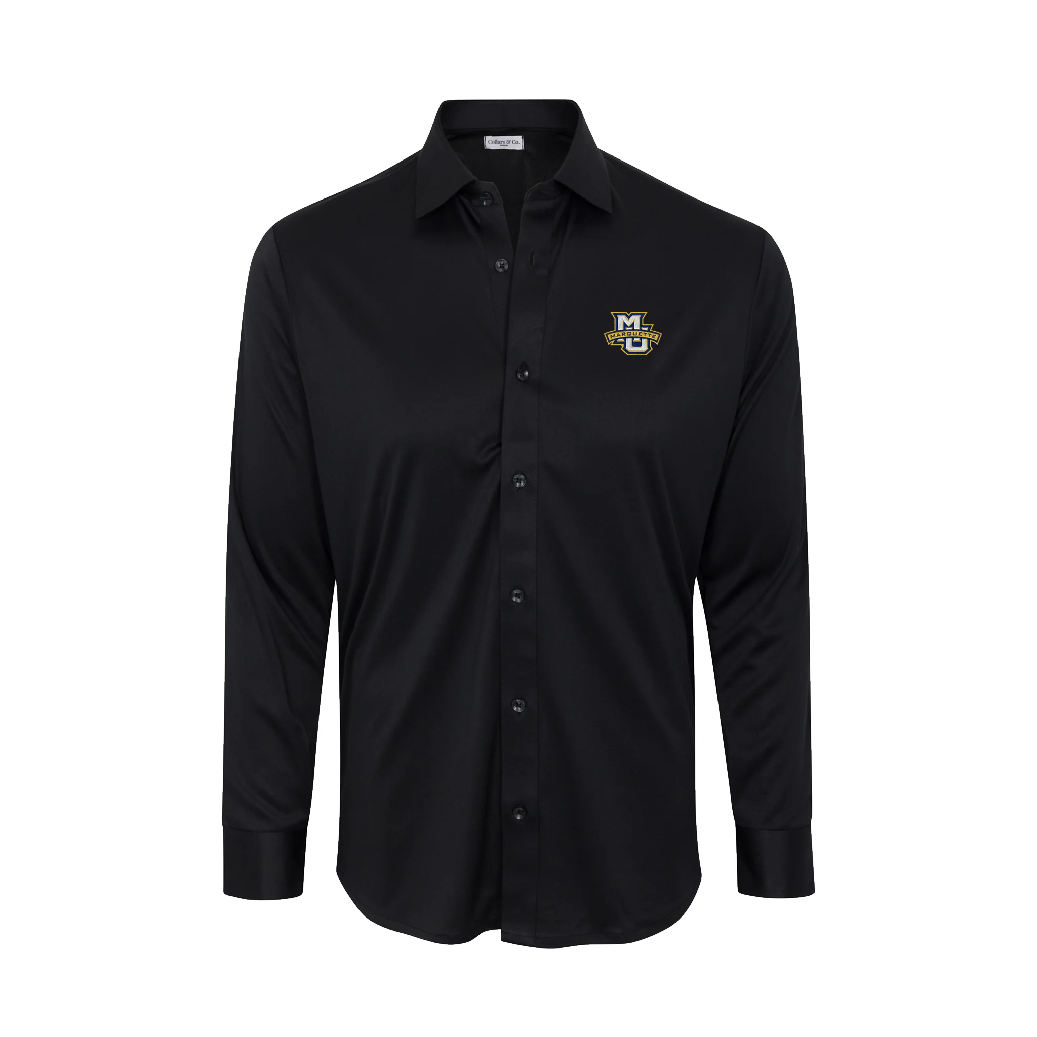 Marquette Quattro Flex Dress Shirt with Semi-Spread Collar Black