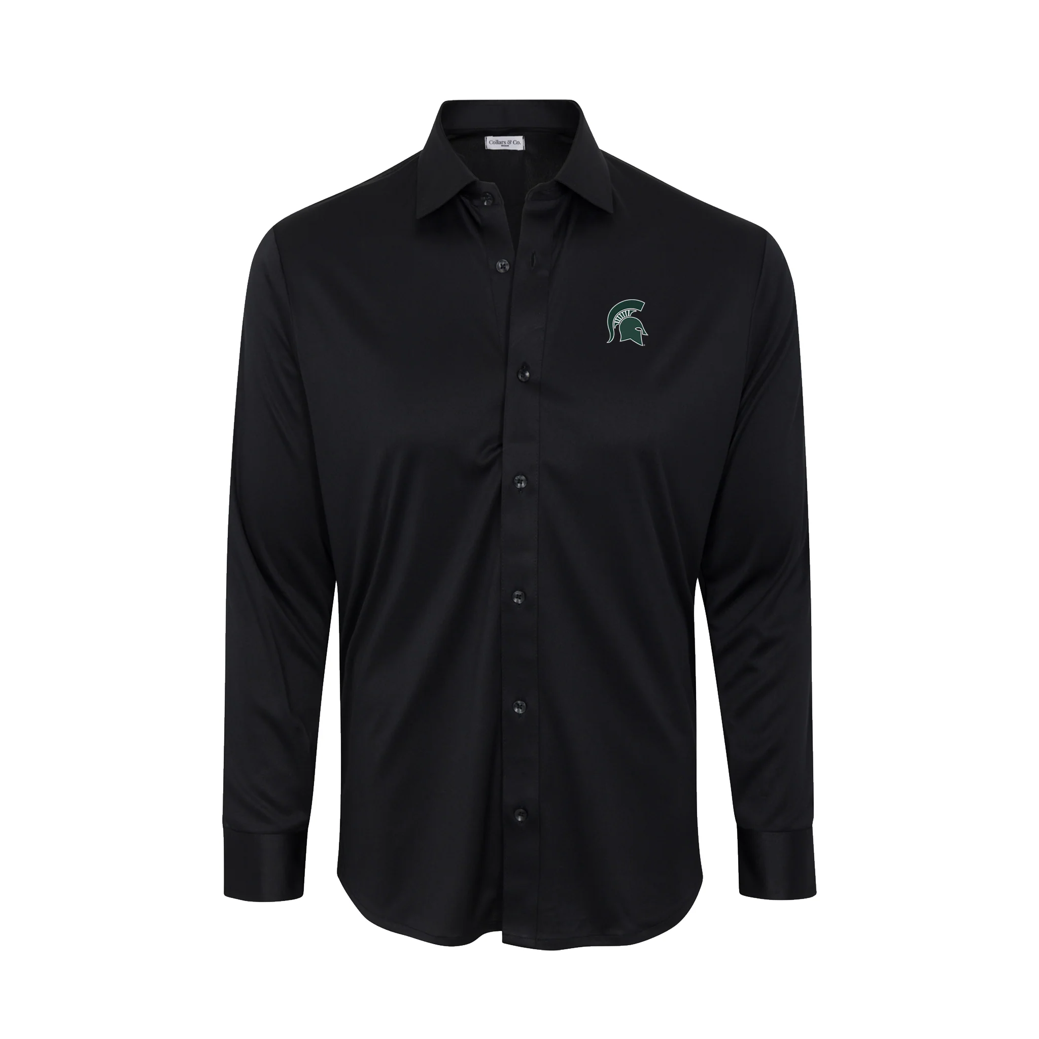 Michigan State Quattro Flex Dress Shirt with Semi-Spread Collar Black