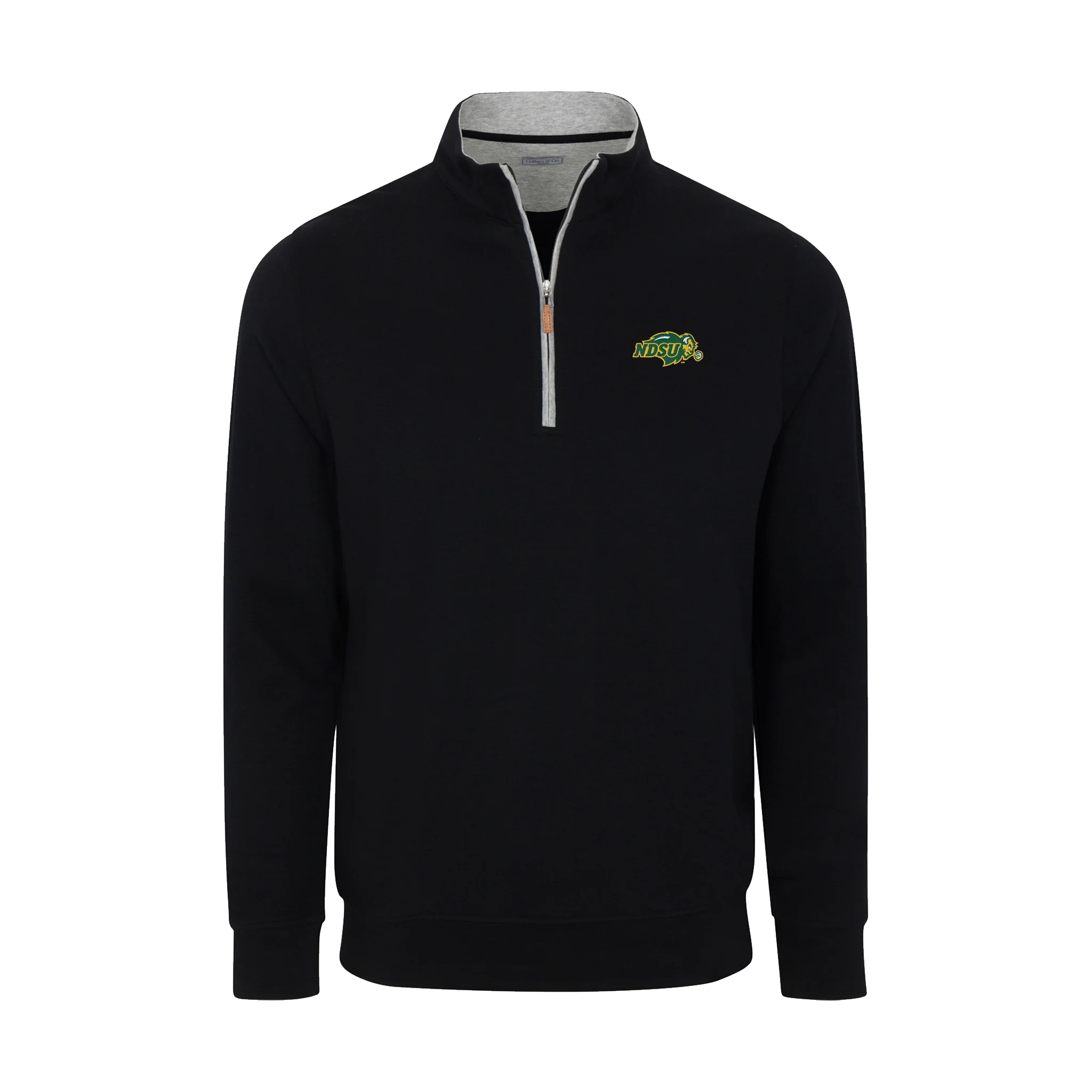 North Dakota State Heather Cloud Cotton Quarter Zip Pullover Black with Light Grey Trim