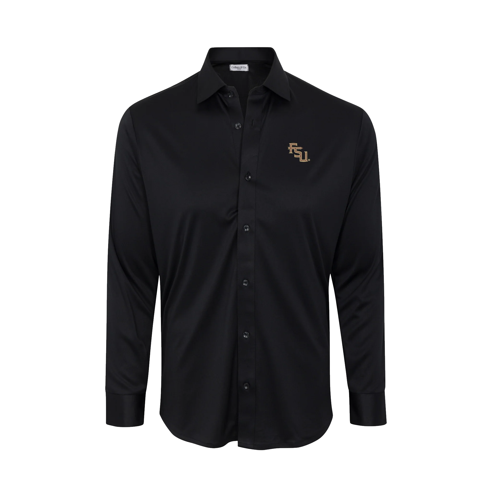 6268-florida-state-quattro-flex-dress-shirt-with-semi-spread-collar-black-1.webp Florida State Quattro Flex Dress Shirt with Semi-Spread Collar Black