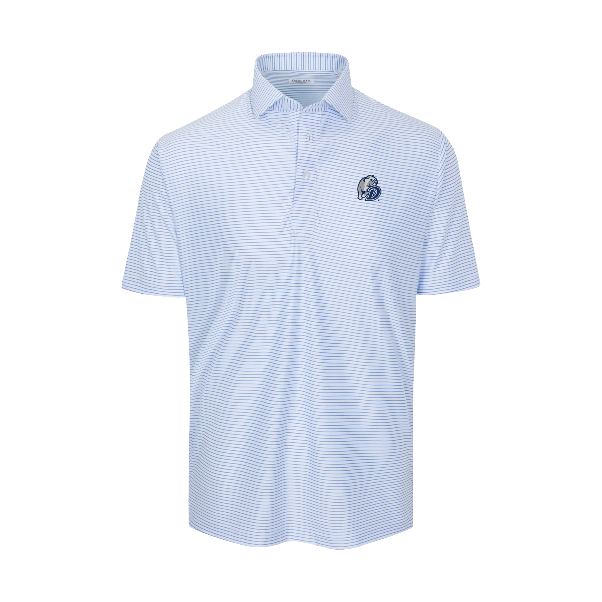 Drake Featherweight Flex Polo Camden White with Blue Stripe