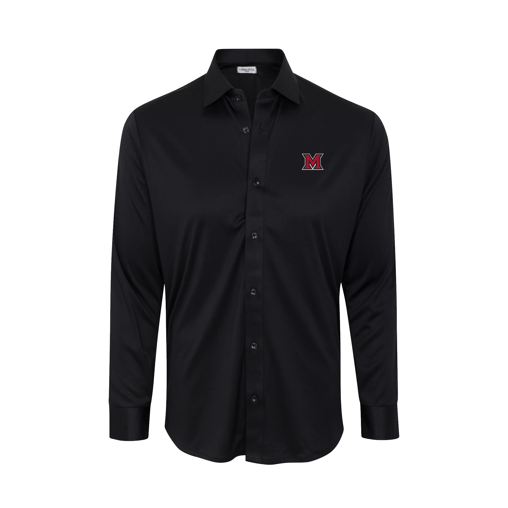 Miami Ohio Quattro Flex Dress Shirt with Semi-Spread Collar Black