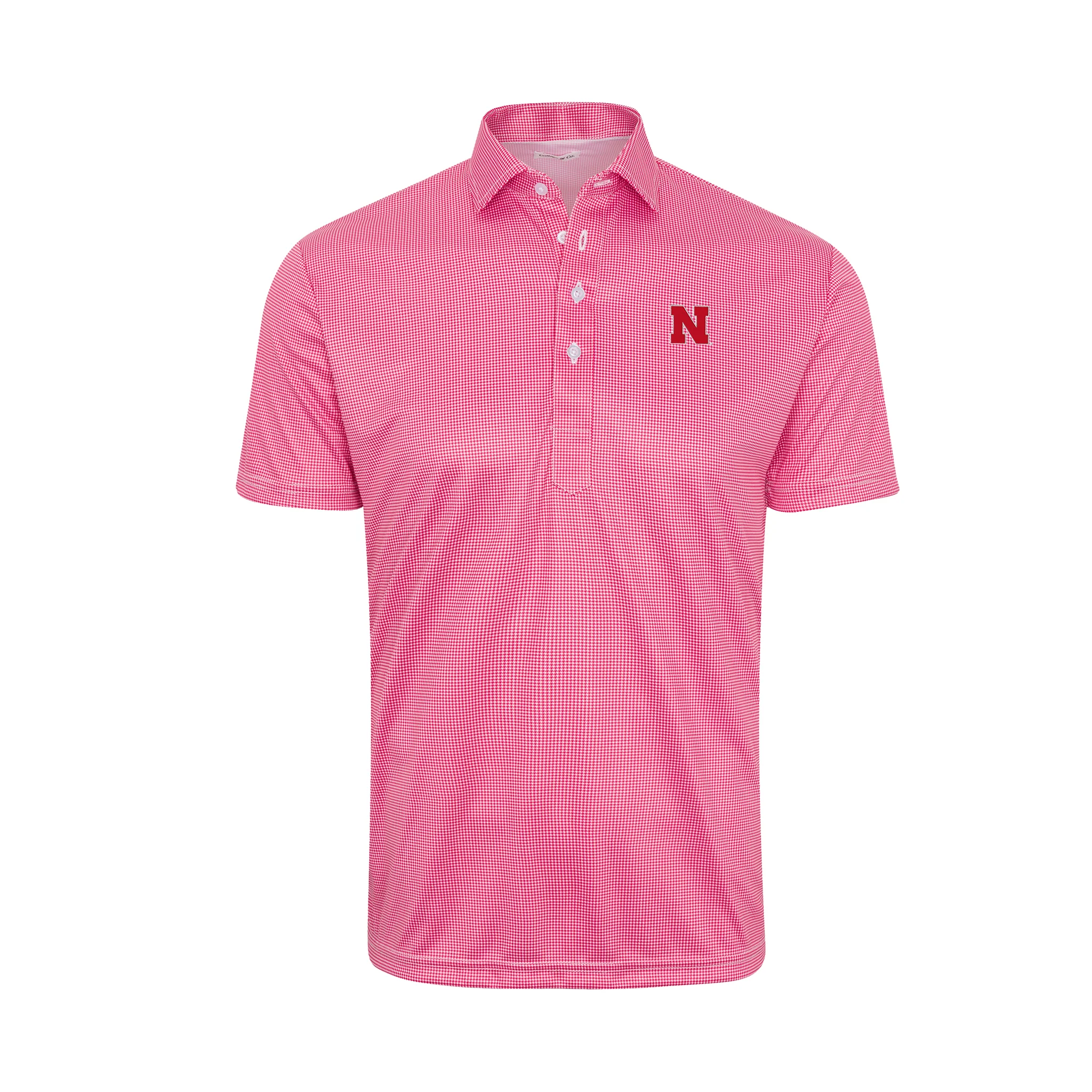 Nebraska Semi-Spread Collar Red Houndstooth