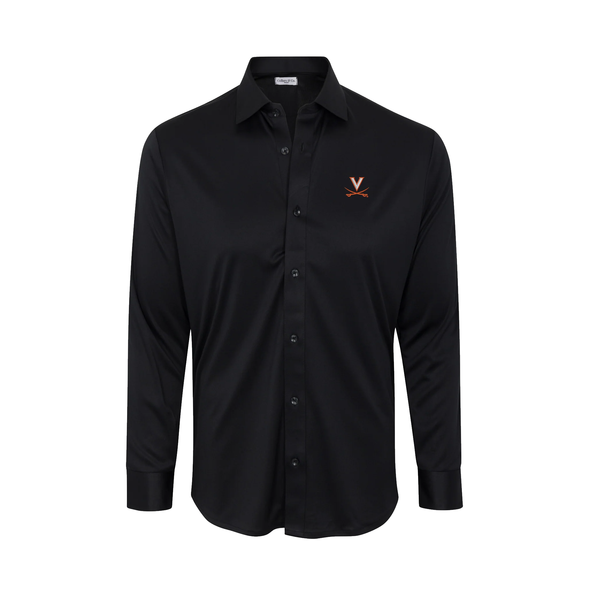 Virginia Quattro Flex Dress Shirt with Semi-Spread Collar Black