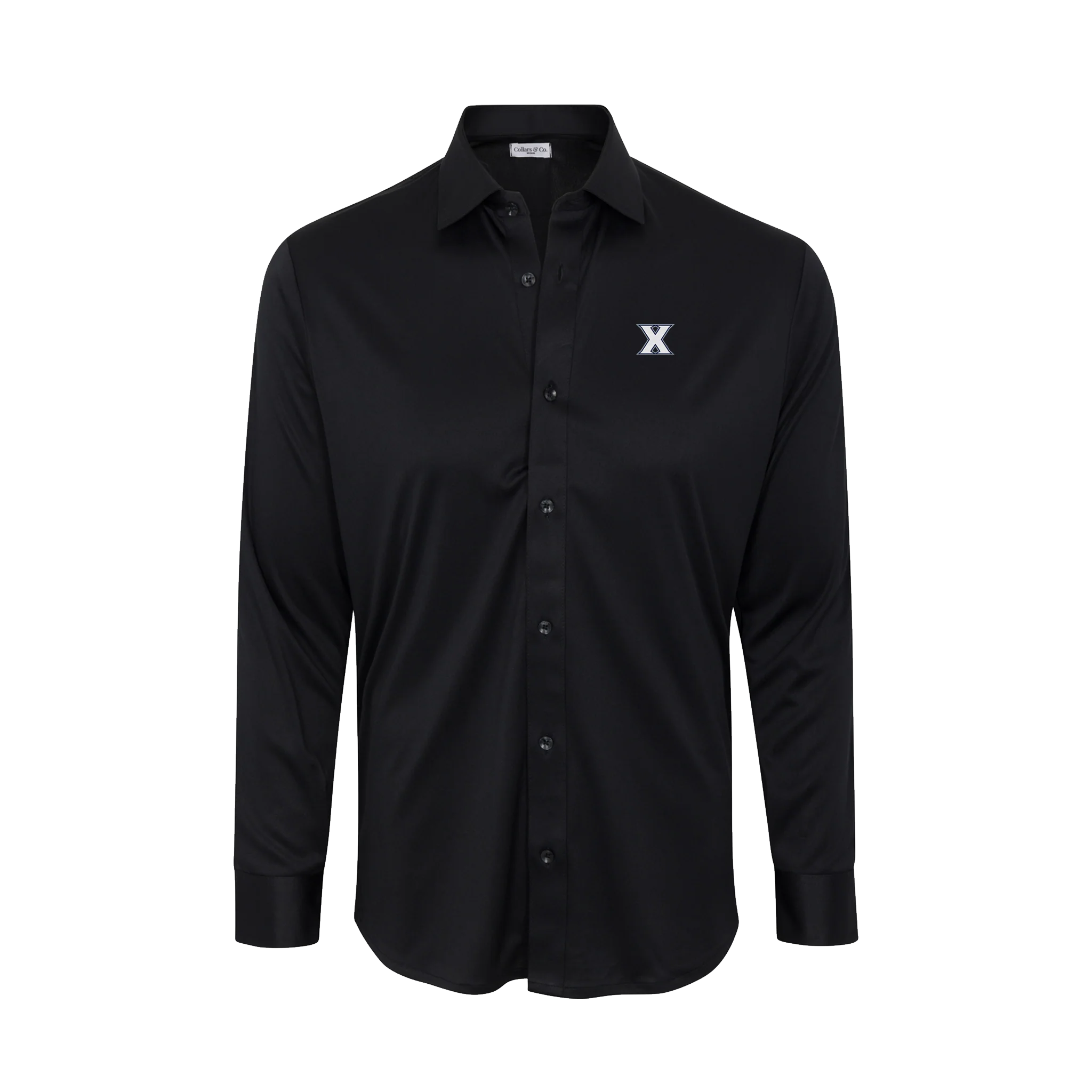 6600-xavier-quattro-flex-dress-shirt-with-semi-spread-collar-black-1.webp Xavier Quattro Flex Dress Shirt with Semi-Spread Collar Black